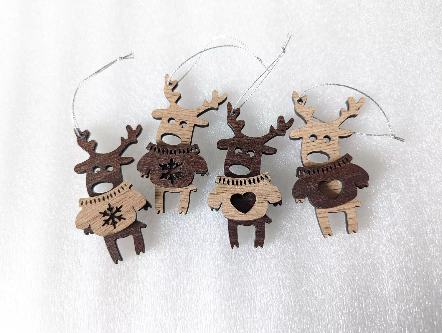 Deer in sweater ornaments set of 4 / Car pendant 1