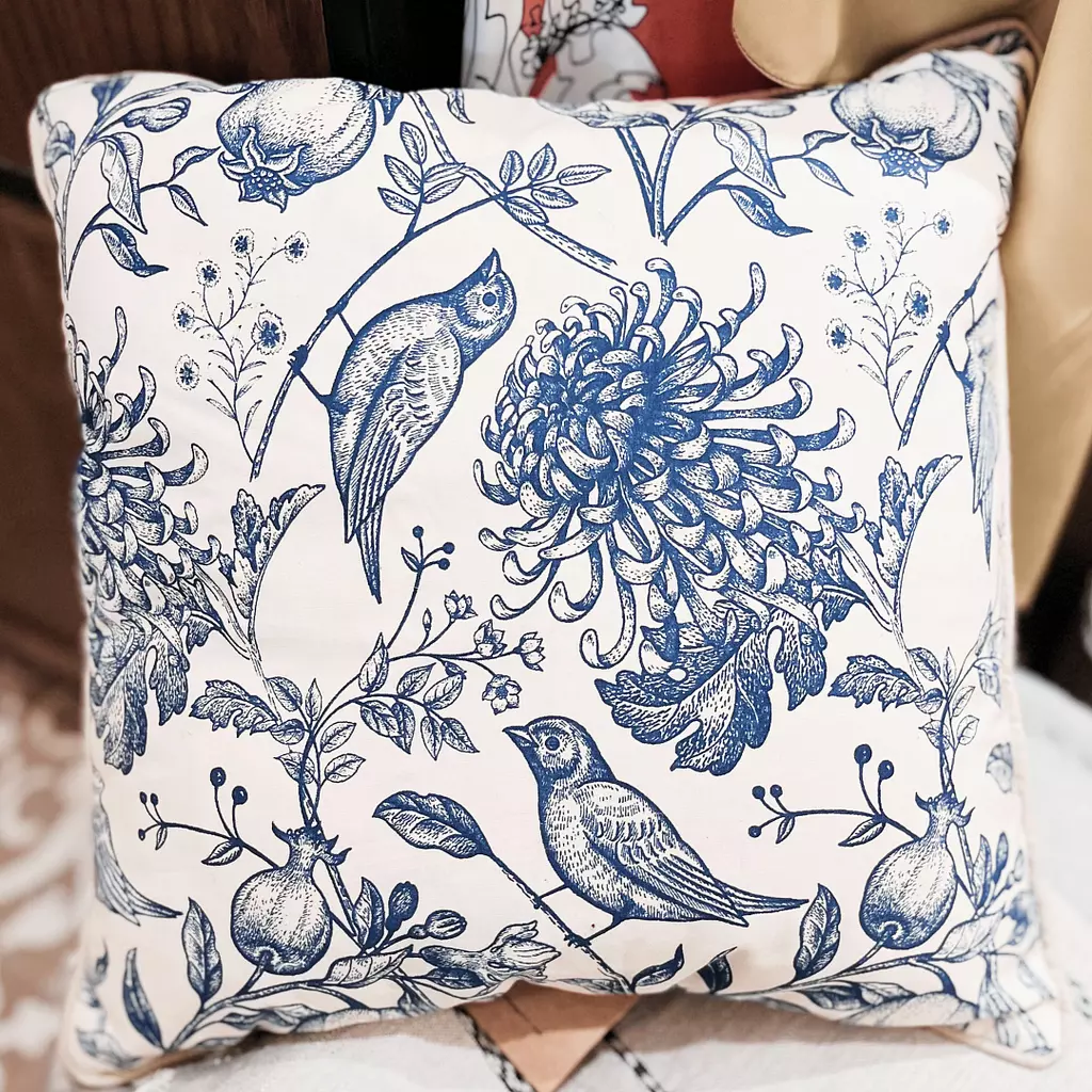 Royal blue secret gardens cushion 