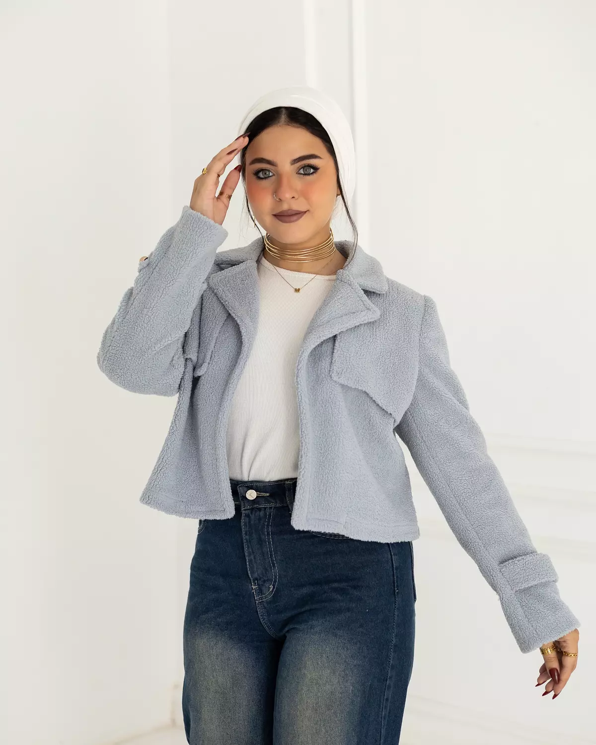 Baby blue crop jacket 6