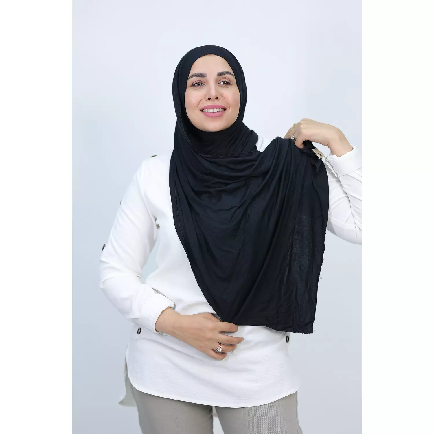 Jada Cotton Lycra Gel Hijab - Black 1