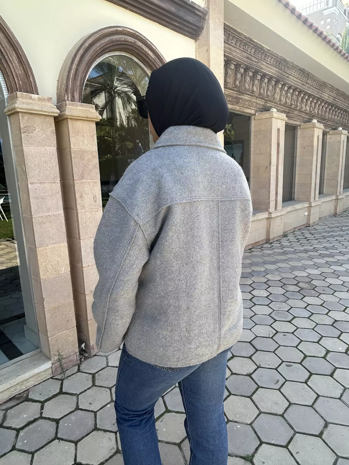 Oversized pocket bouclet jacket in Gray 2