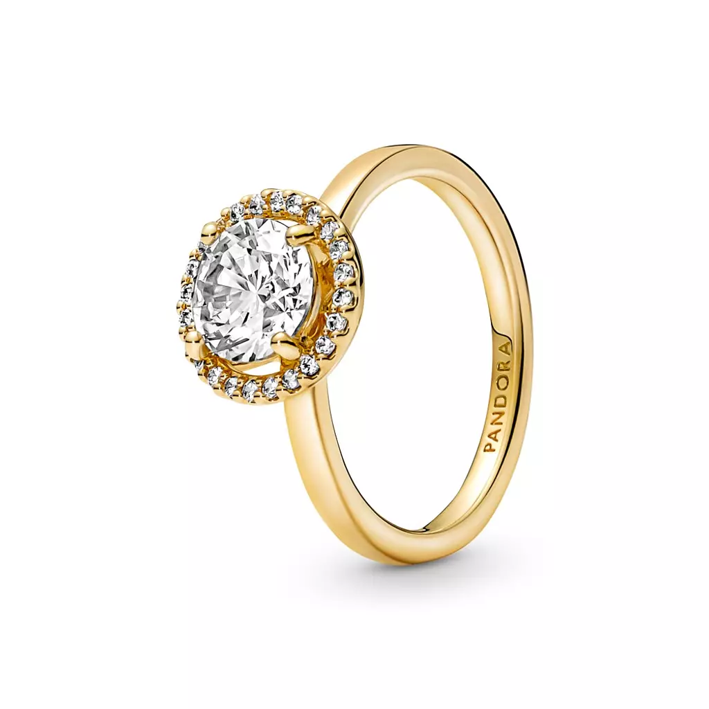 14k Gold-plated ring with clear cubic zirconia