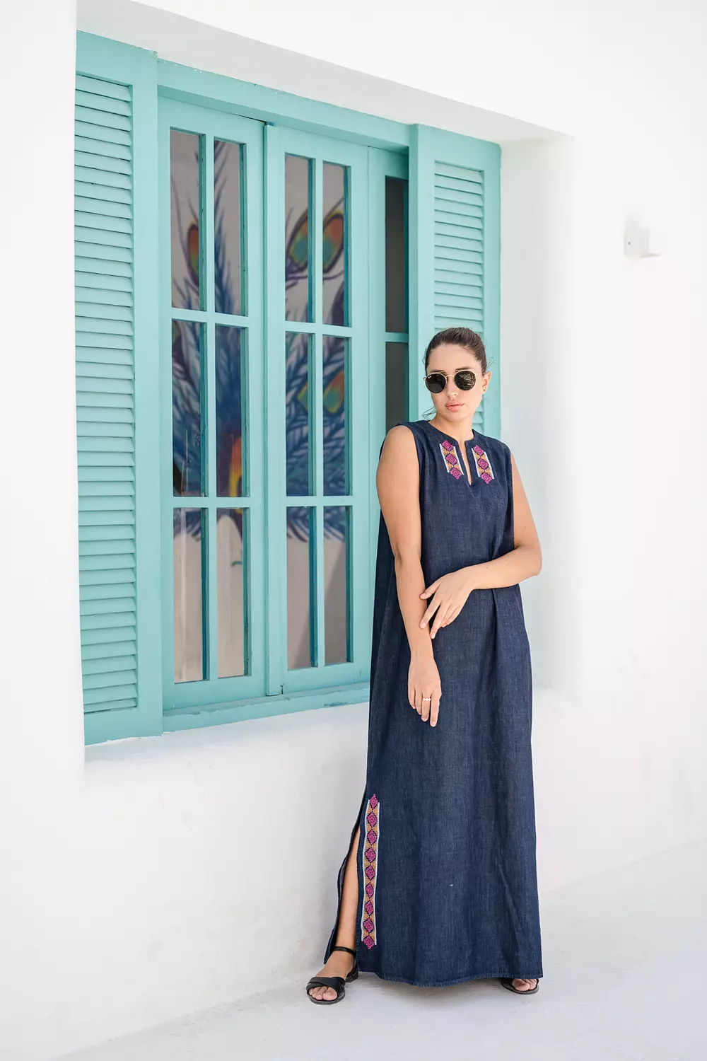 Denim dress with embroidery  2