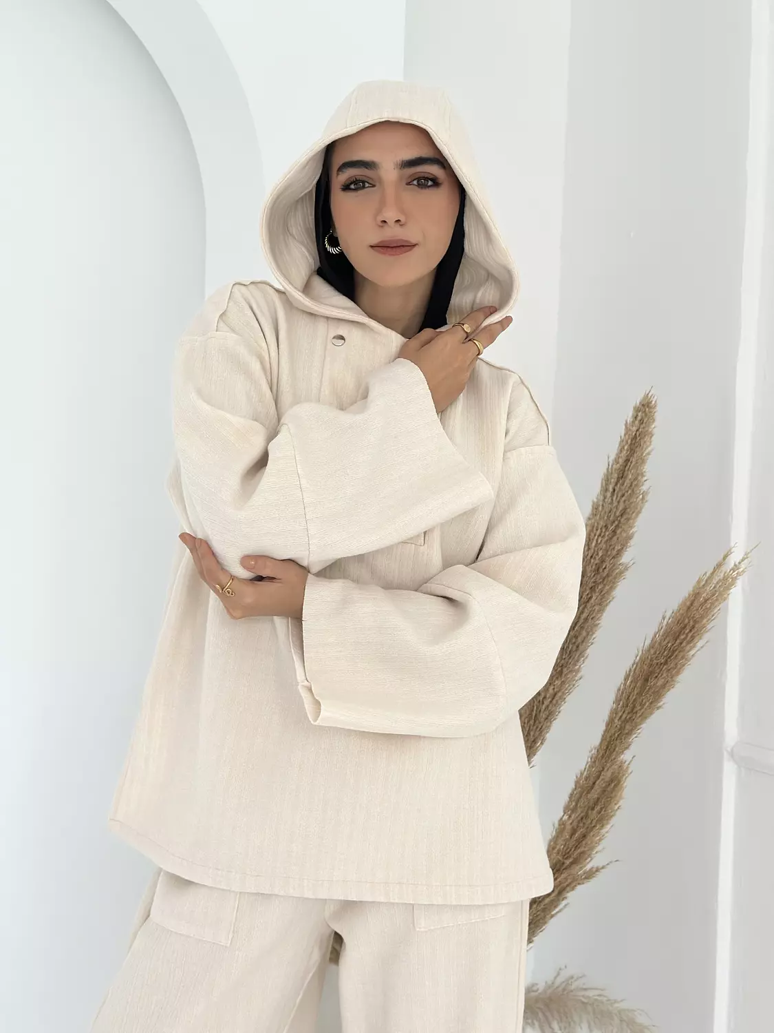 HOODED CO-ORD SET IN CREAMY 6