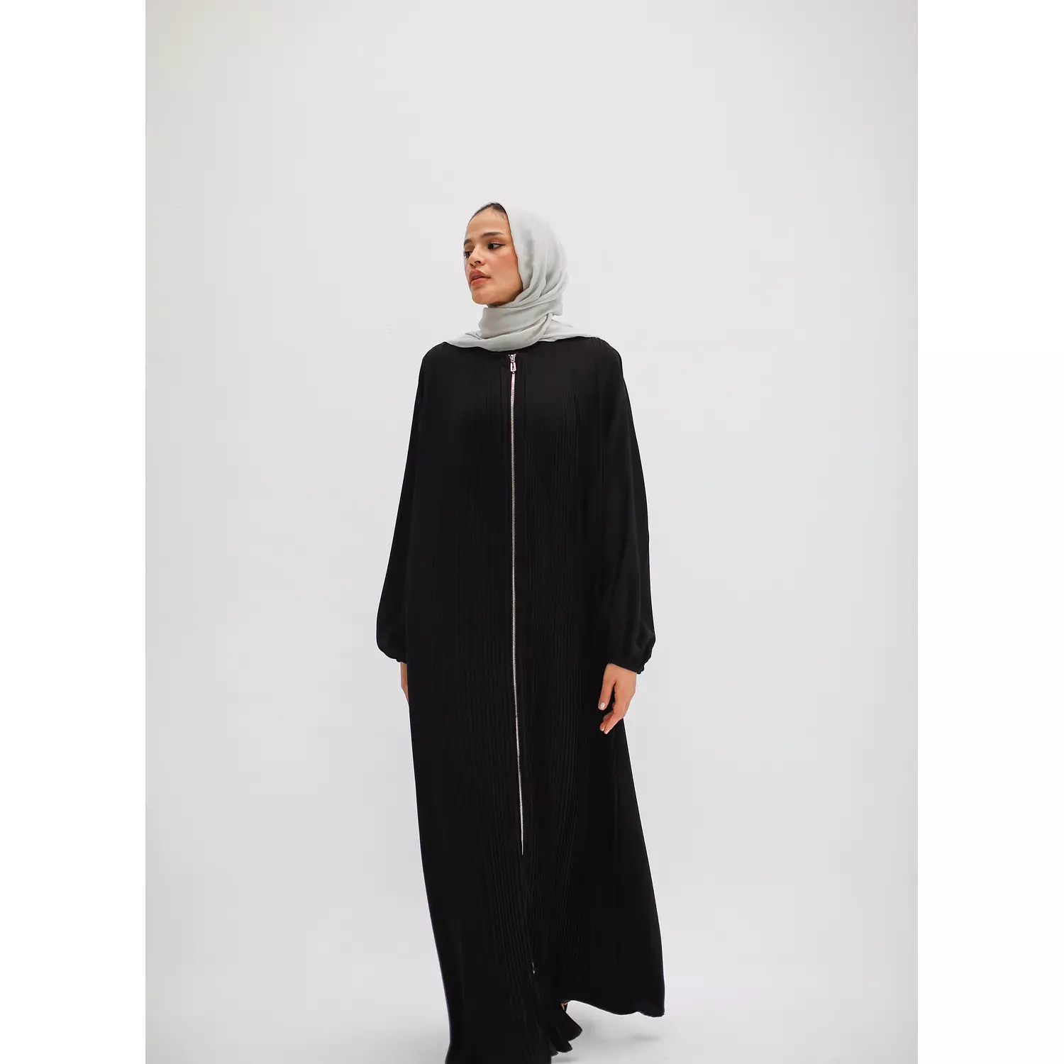 Full Zipper Pleated Abaya  3