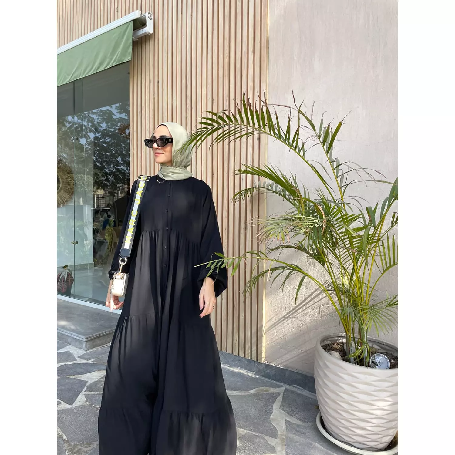 Layered buttoned Abaya  2