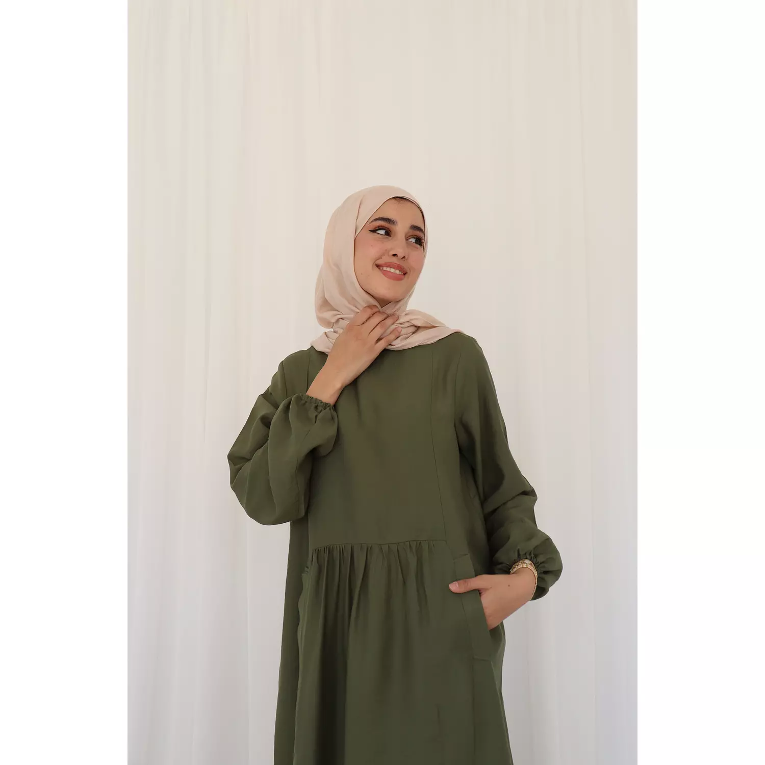 Olive Flowy Dress 6