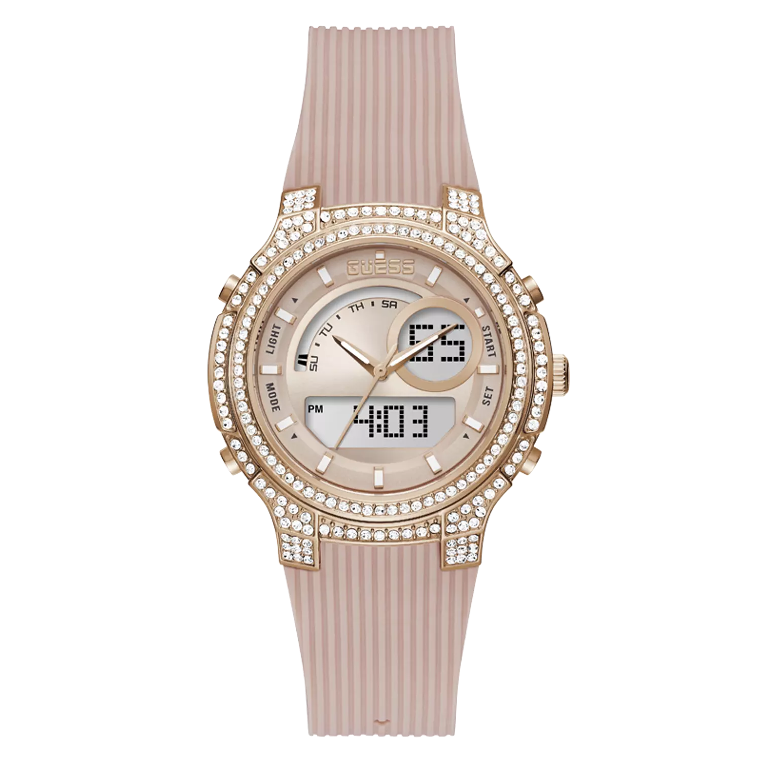 Guess GW0339L2 Watch For Ladies Case Color Rose Gold Tone - Round Shape Silicone Strap hover image