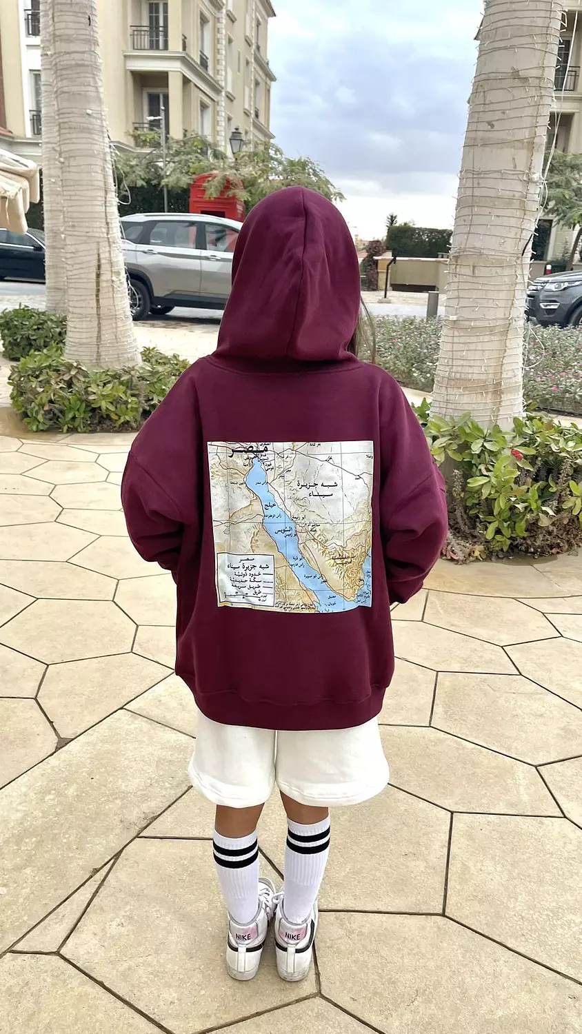 SOUTH UniSex Maroon CAN Map Hoodie-2nd-img