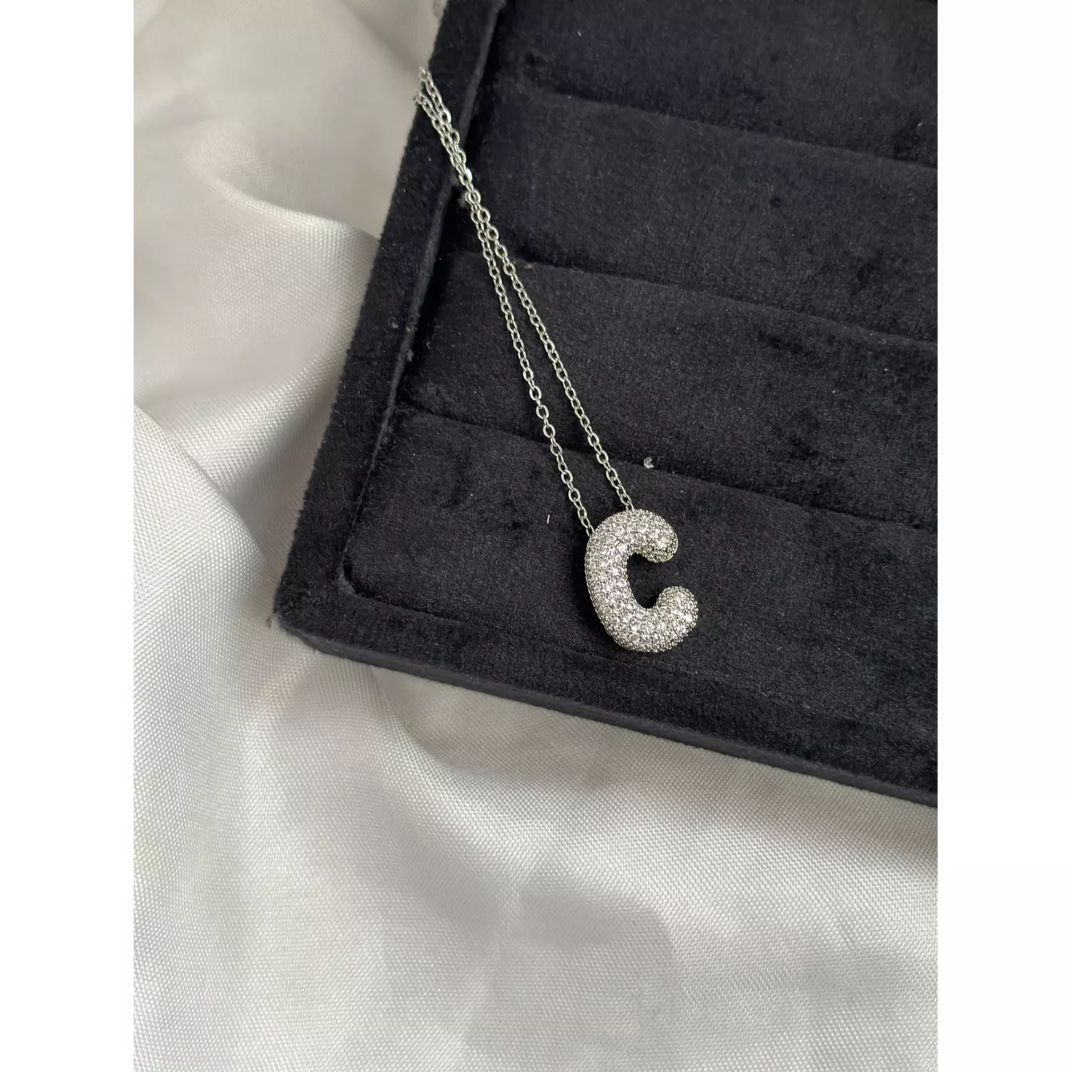 Silver Crystal Bubble Letter Necklace  11