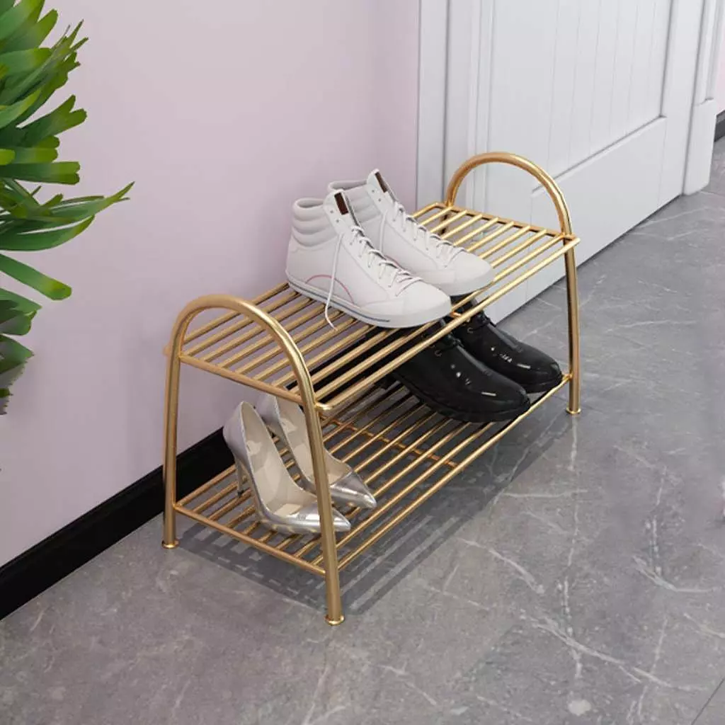 Shoe Rack - Gold Metal