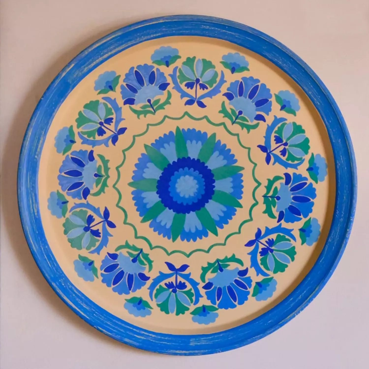 Tray metal large - Flower blue hover image