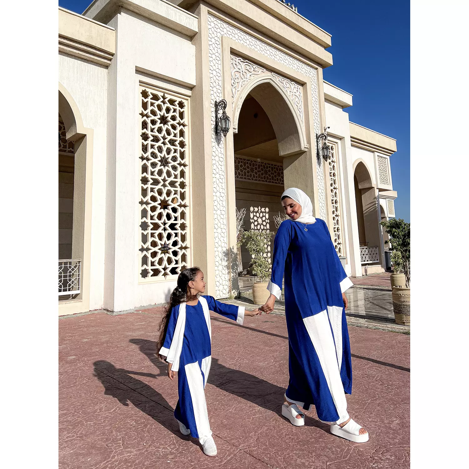 abaya with pants blue kids  2