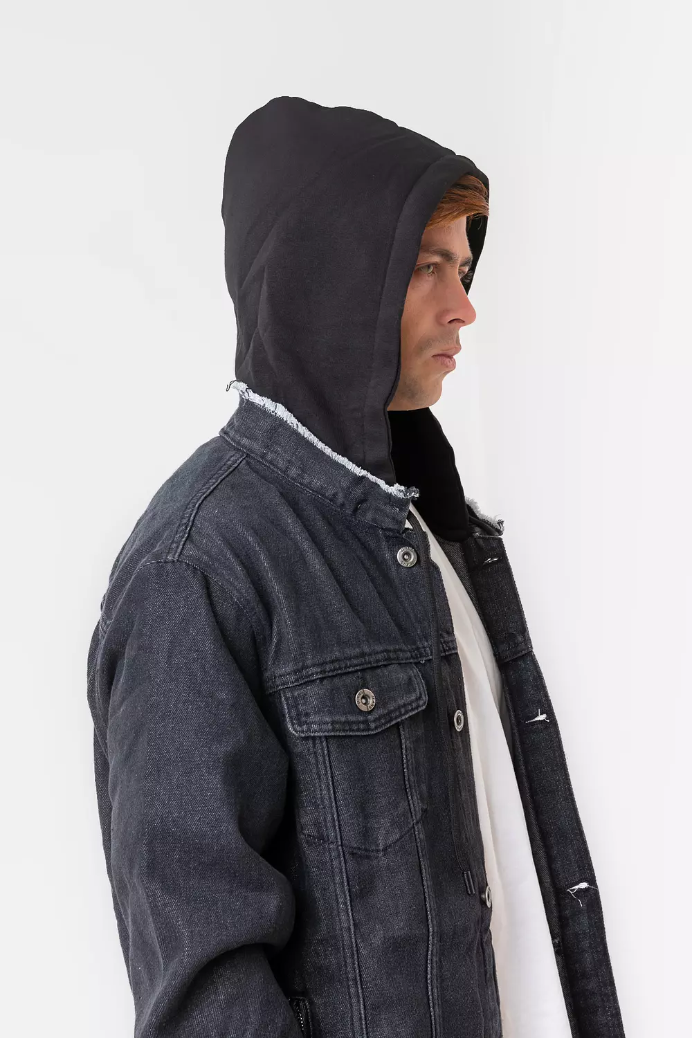 DENIM JACKET WITH JERSEY SLEEVES COVERED WITH A DENIM LAYER 9