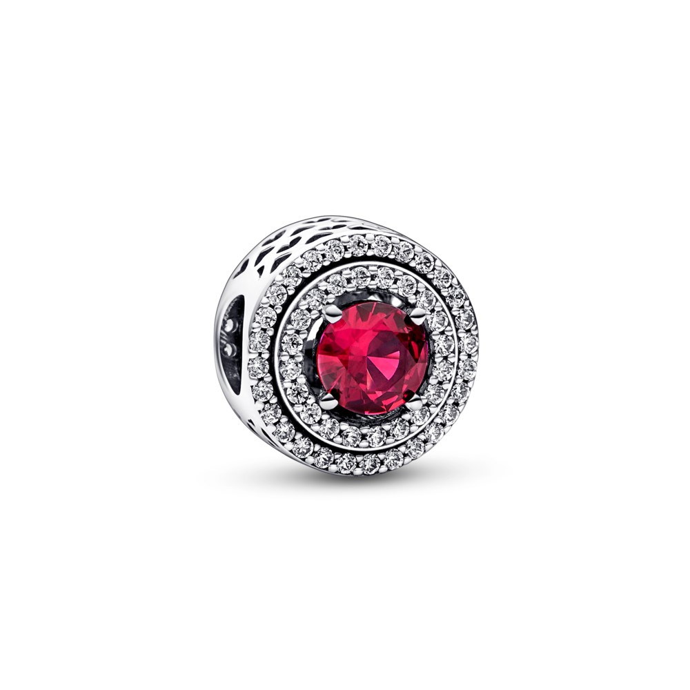 Sterling silver charm with cherries jubilee red crystal and clear cubic zirconia