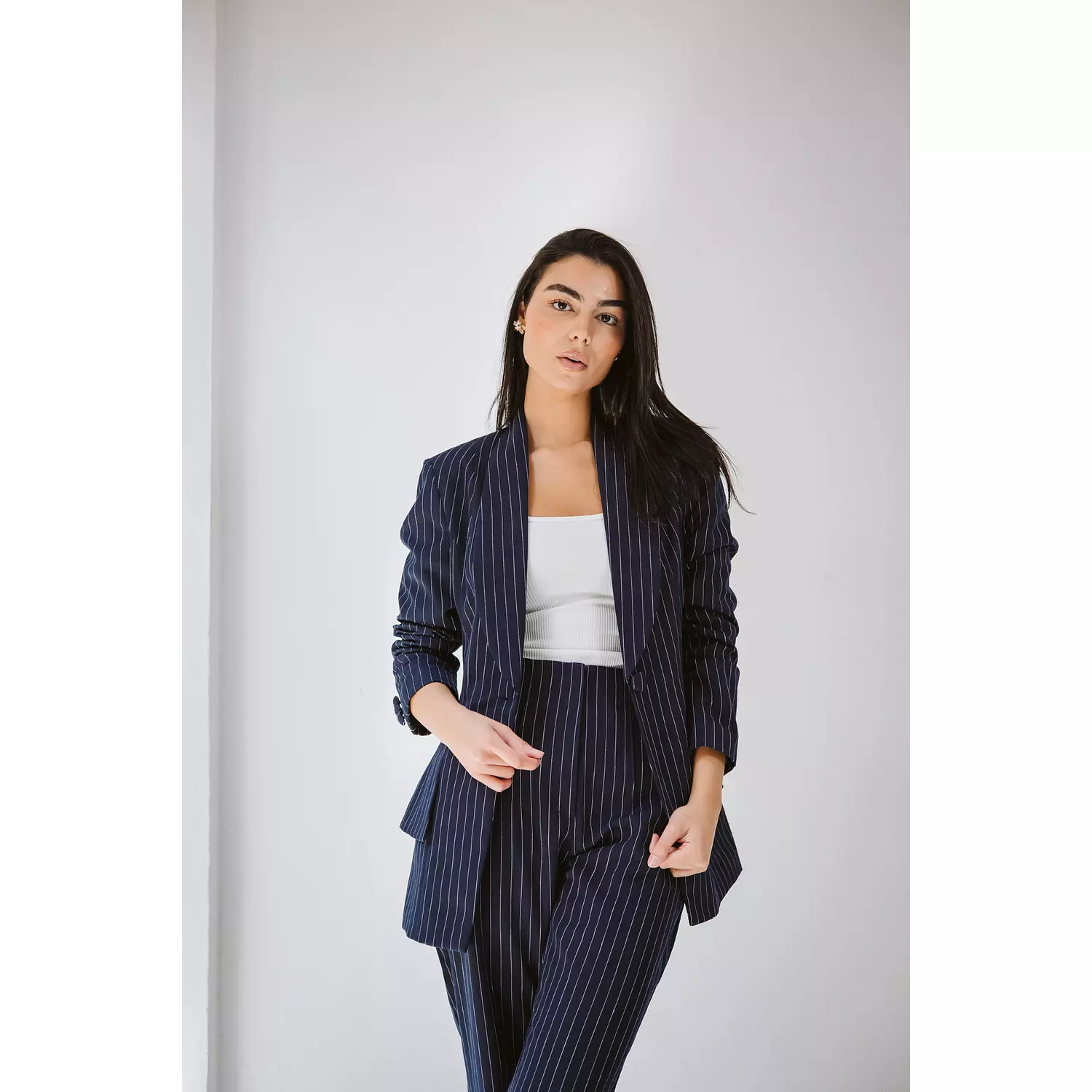 ELITE FITTED SUIT ~ Striped blue  3