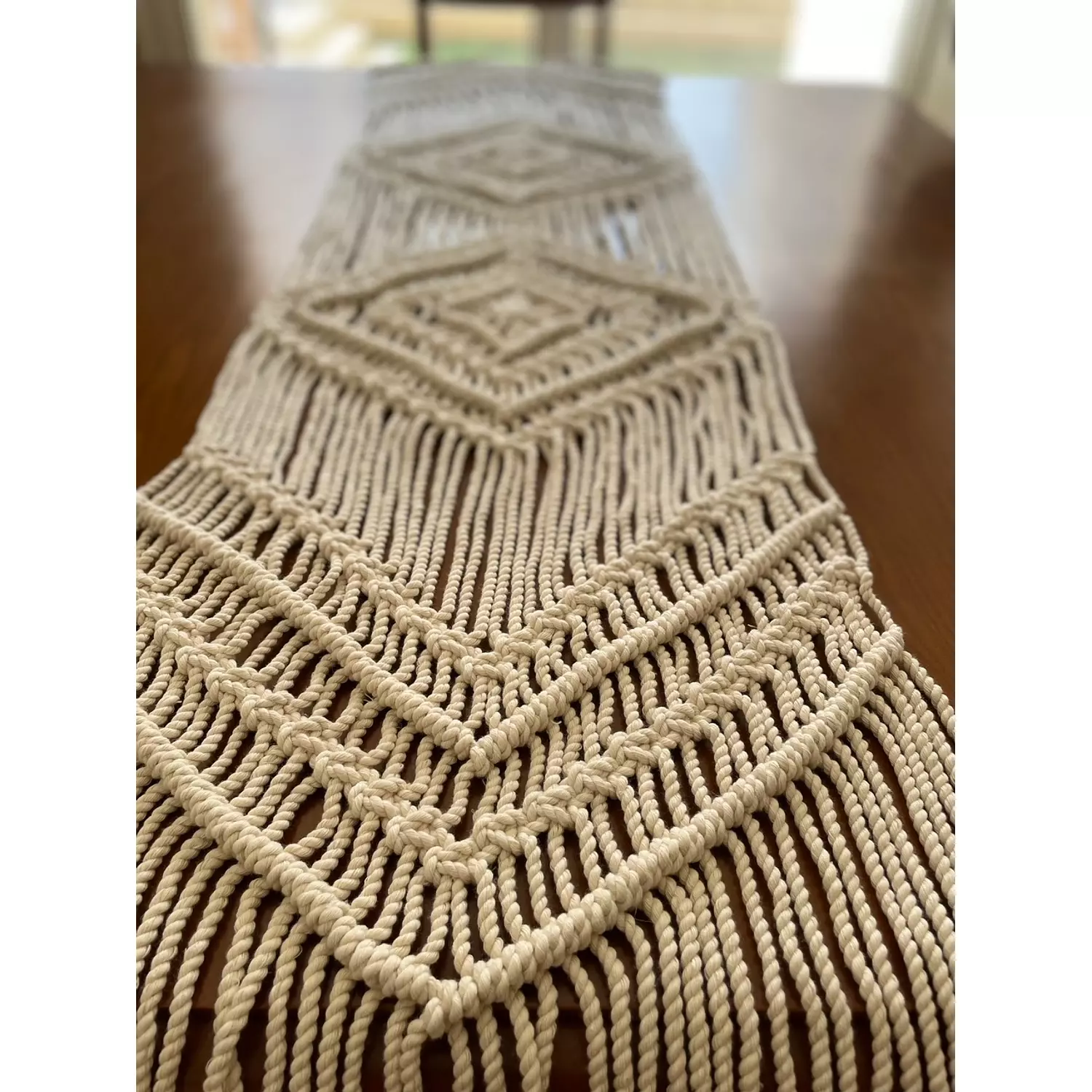 Cotton Macrame Double Diamond Runner    3