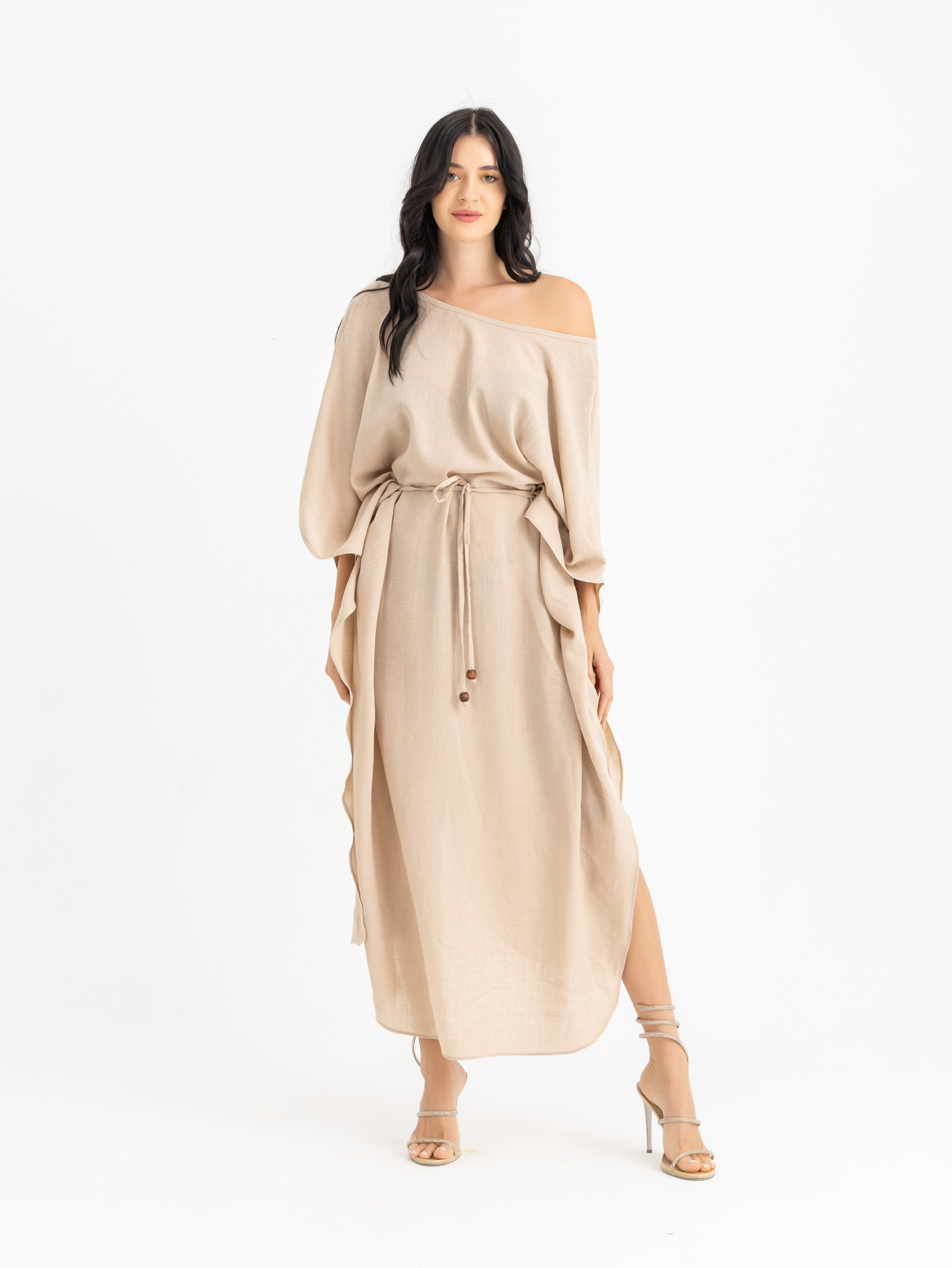 The KAMILIA gathered linen kaftan 7