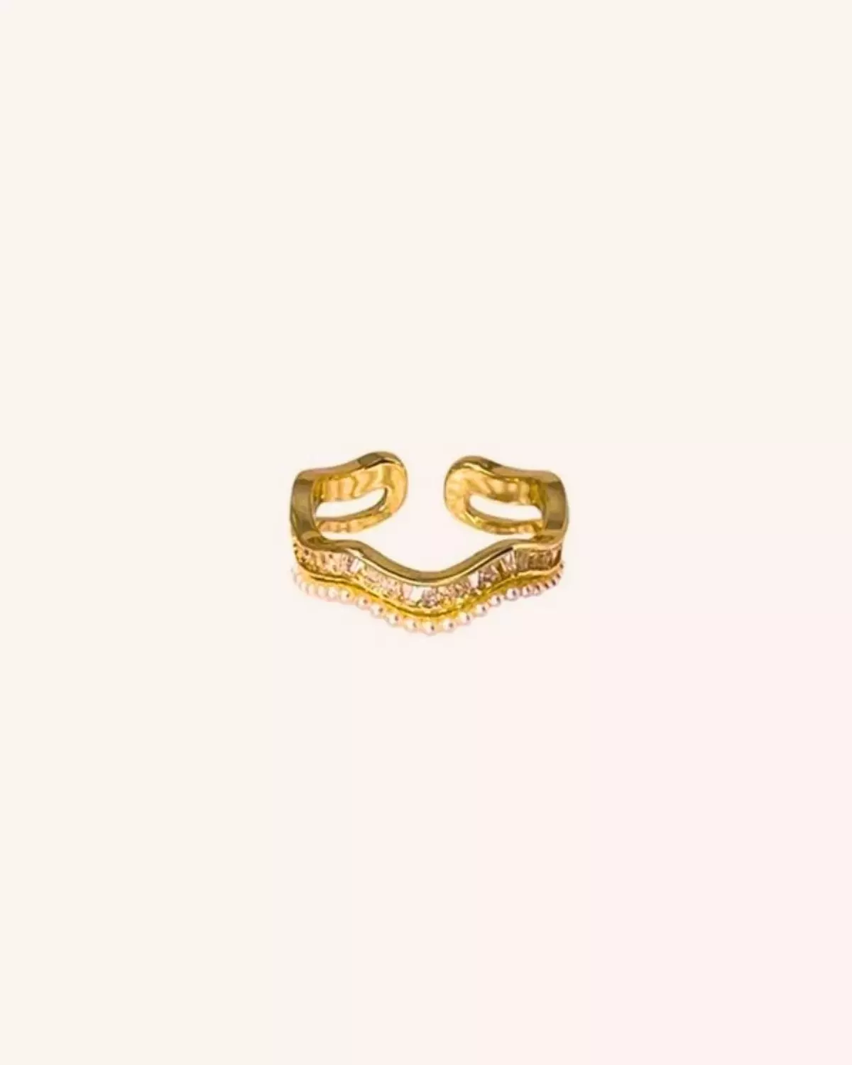 Rhinestone Double Ring 4