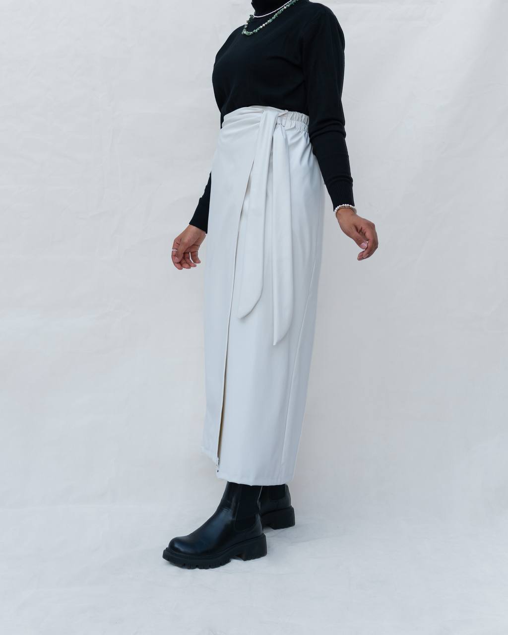 White leather hotsell wrap skirt