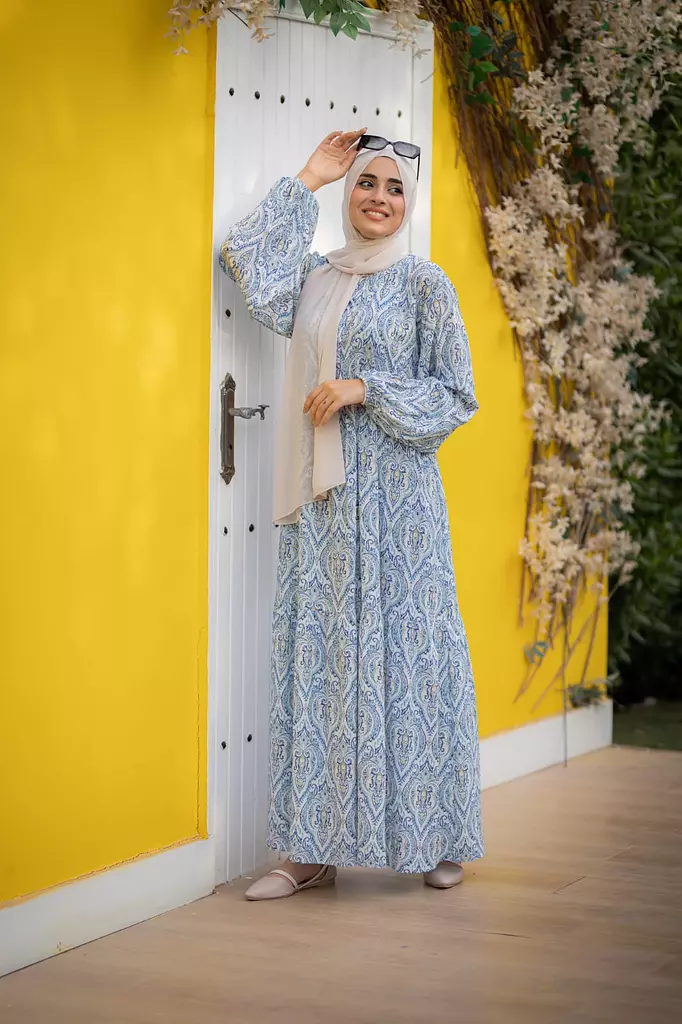 Vintage Blue Crepe Dress