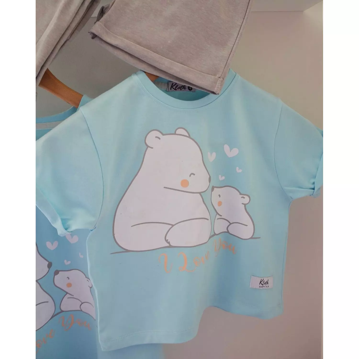 Matching oversized pajamas (blue bear) 2