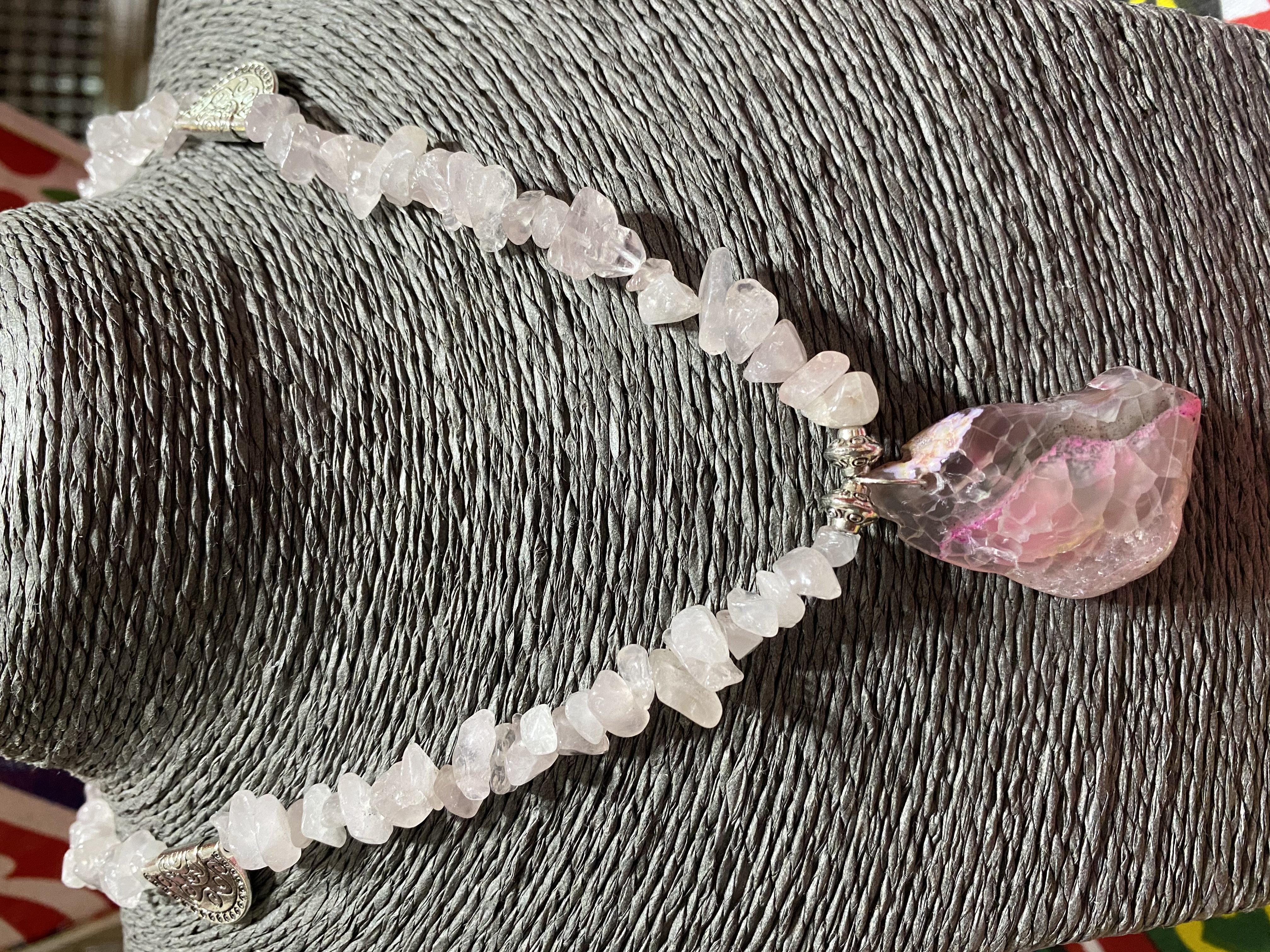 Natural rose quartz necklace  2