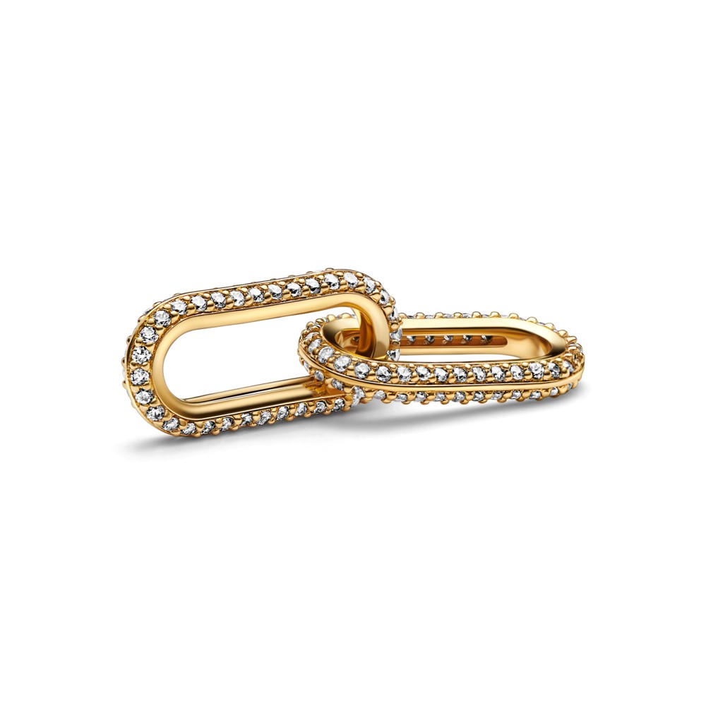 14k Gold-plated double link with clear cubic zirconia