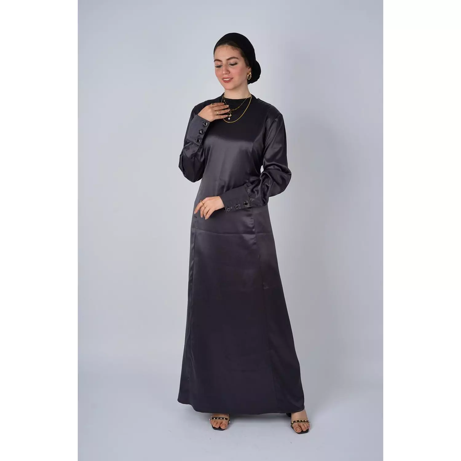 Black Satin Dress hover image