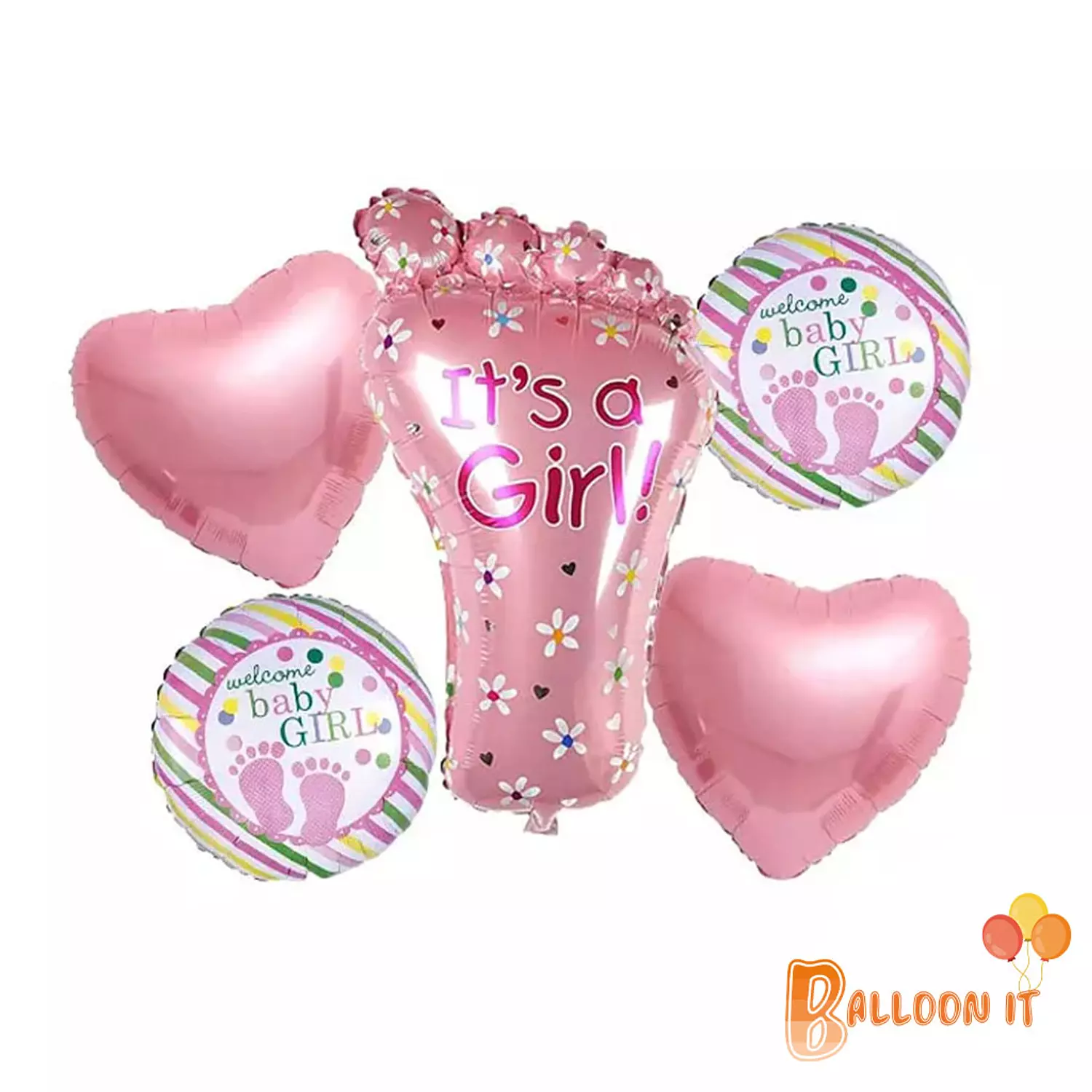 5 pcs baby girl foil balloon for baby shower décor  hover image