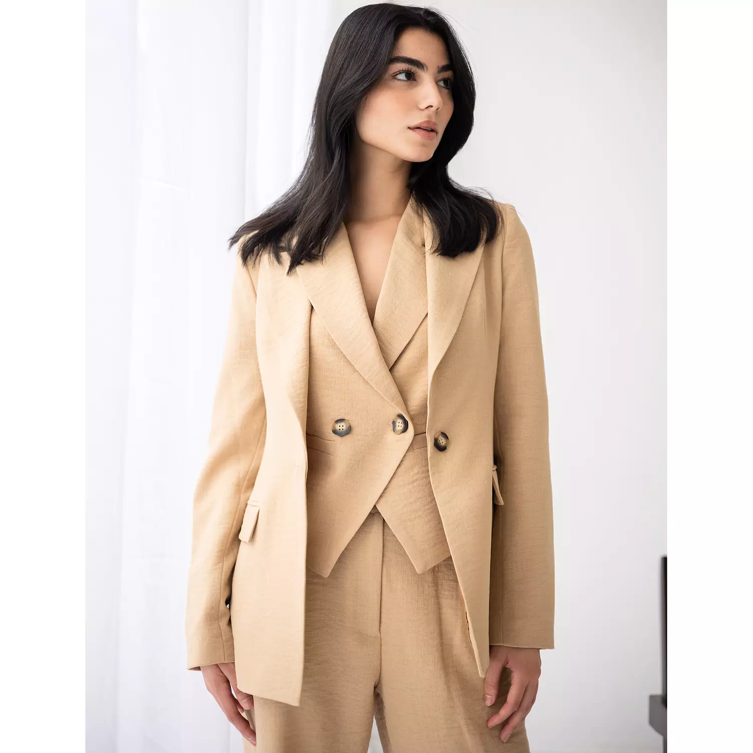 Honey beige linen blazer 3