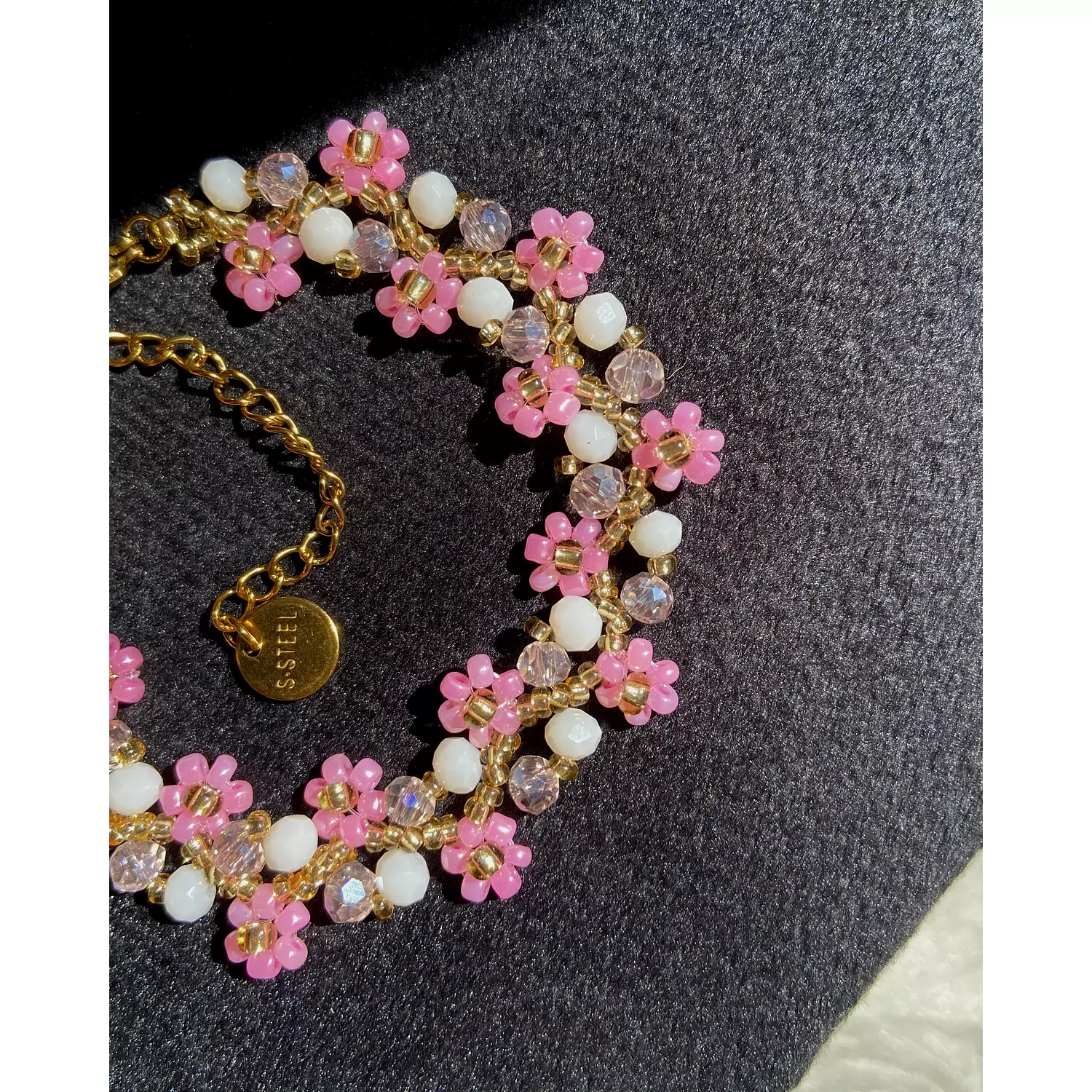 ✨Floria design ✨Pink flowers with white and rose crystal set 🩷✨ 8