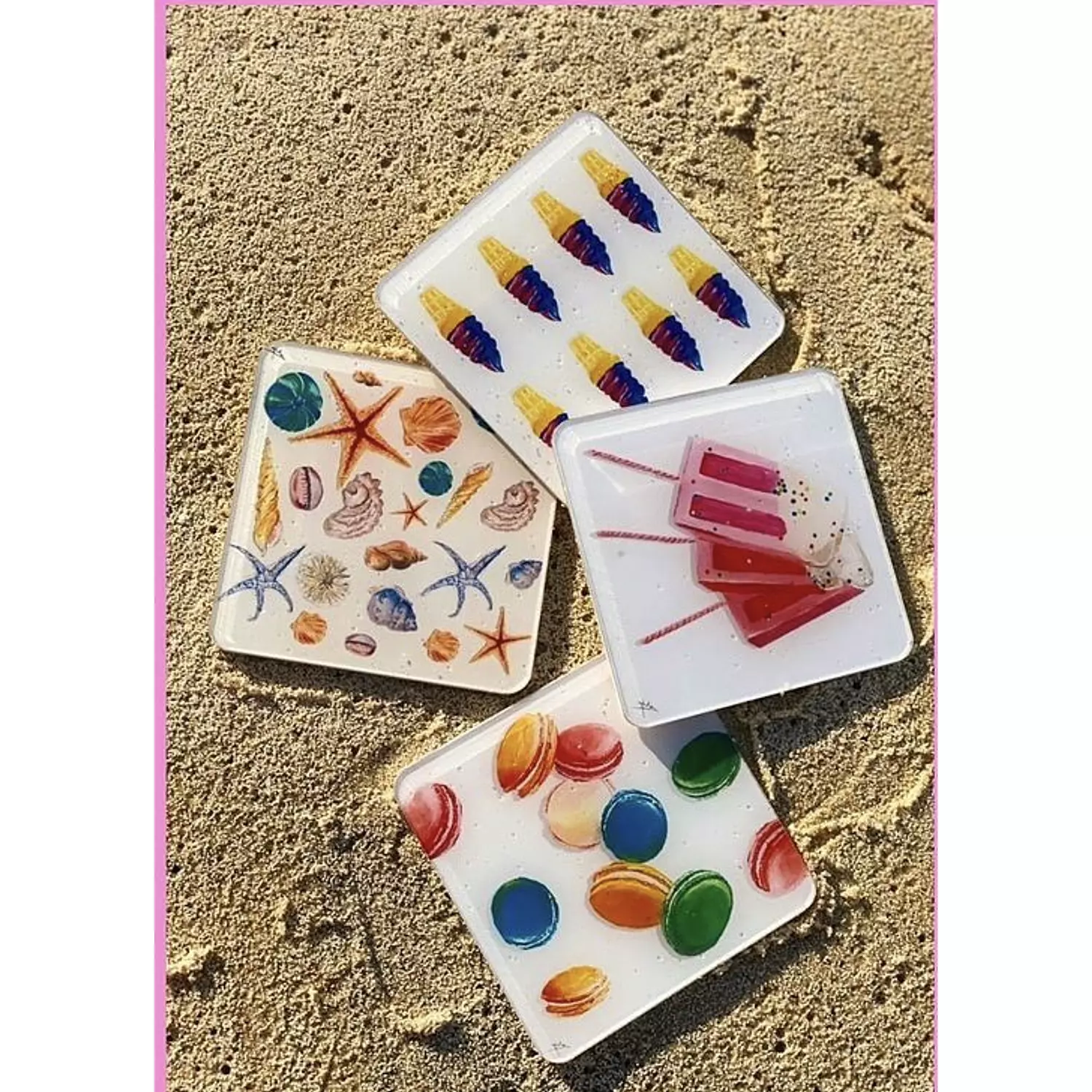 Summer Mix Hand-Painted Coaster Sets (by M.H) hover image
