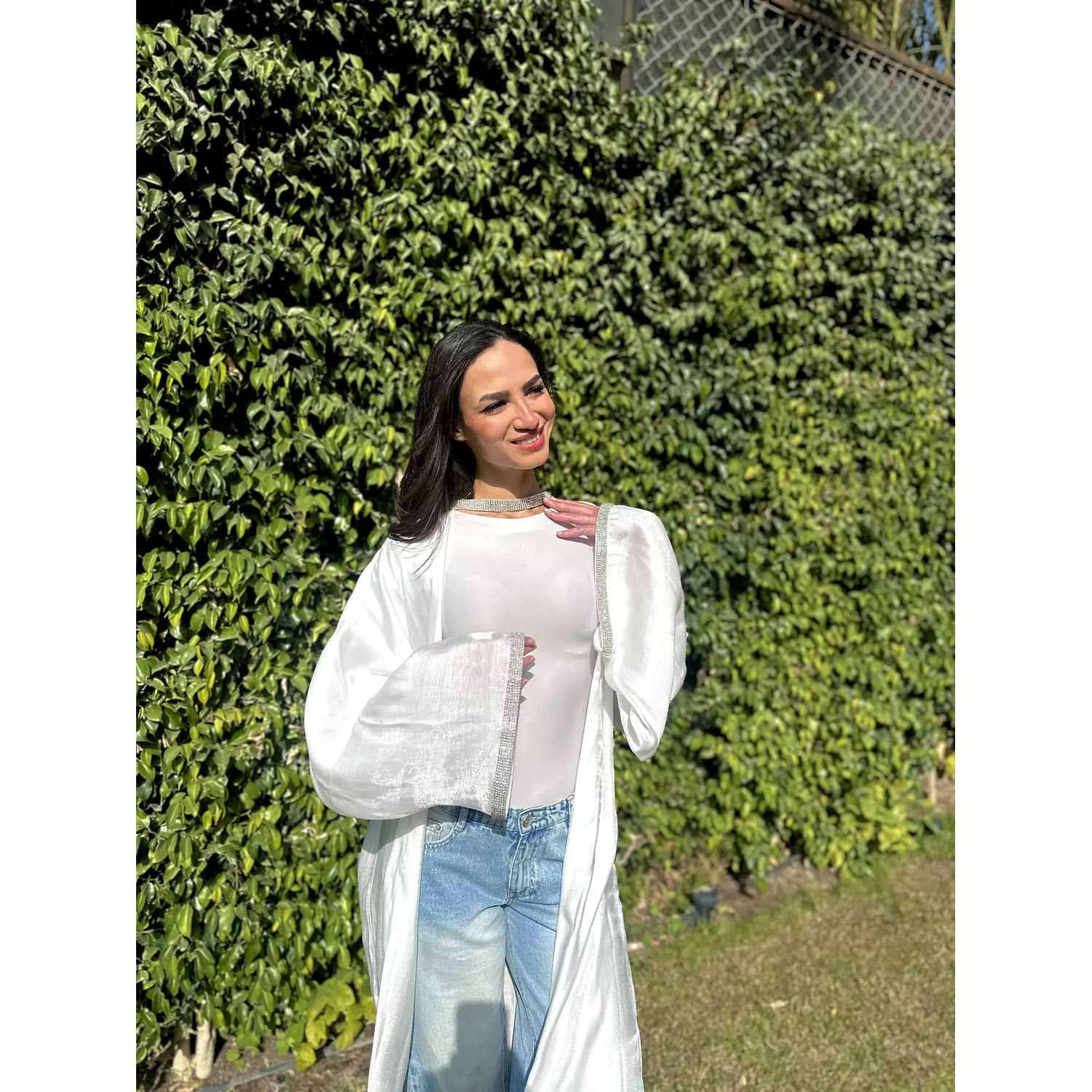 Sparkling white Kaftan with Choker 1