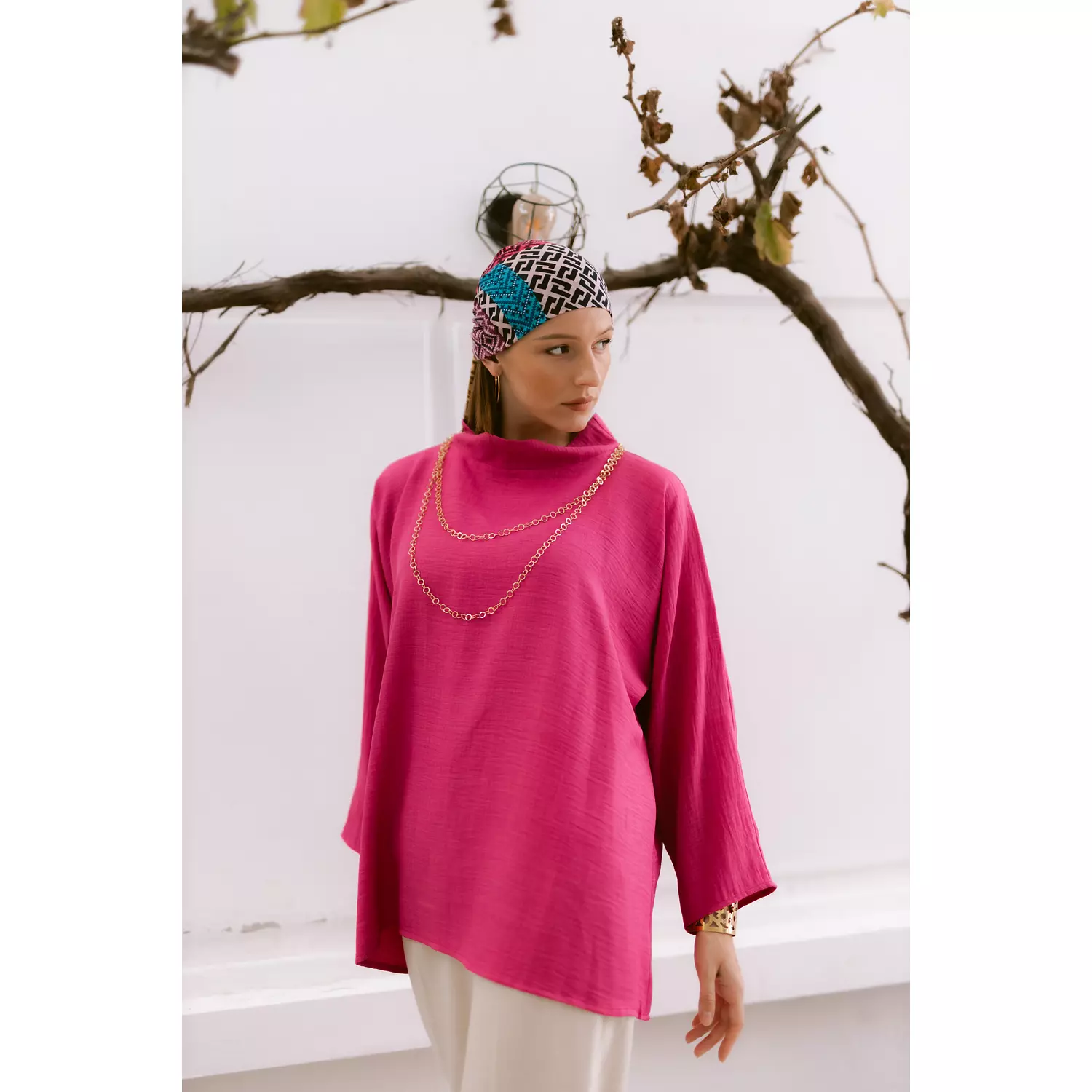 Fushia linen blouse 4