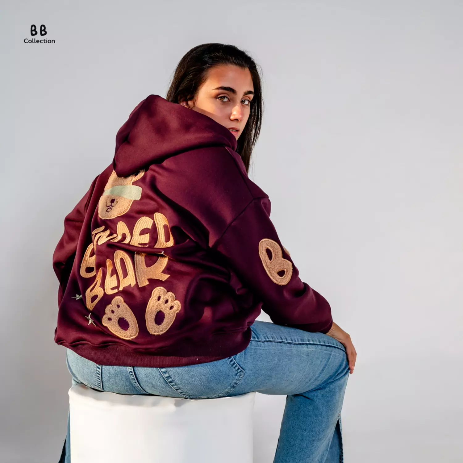 Maroon unisex hoodie  3