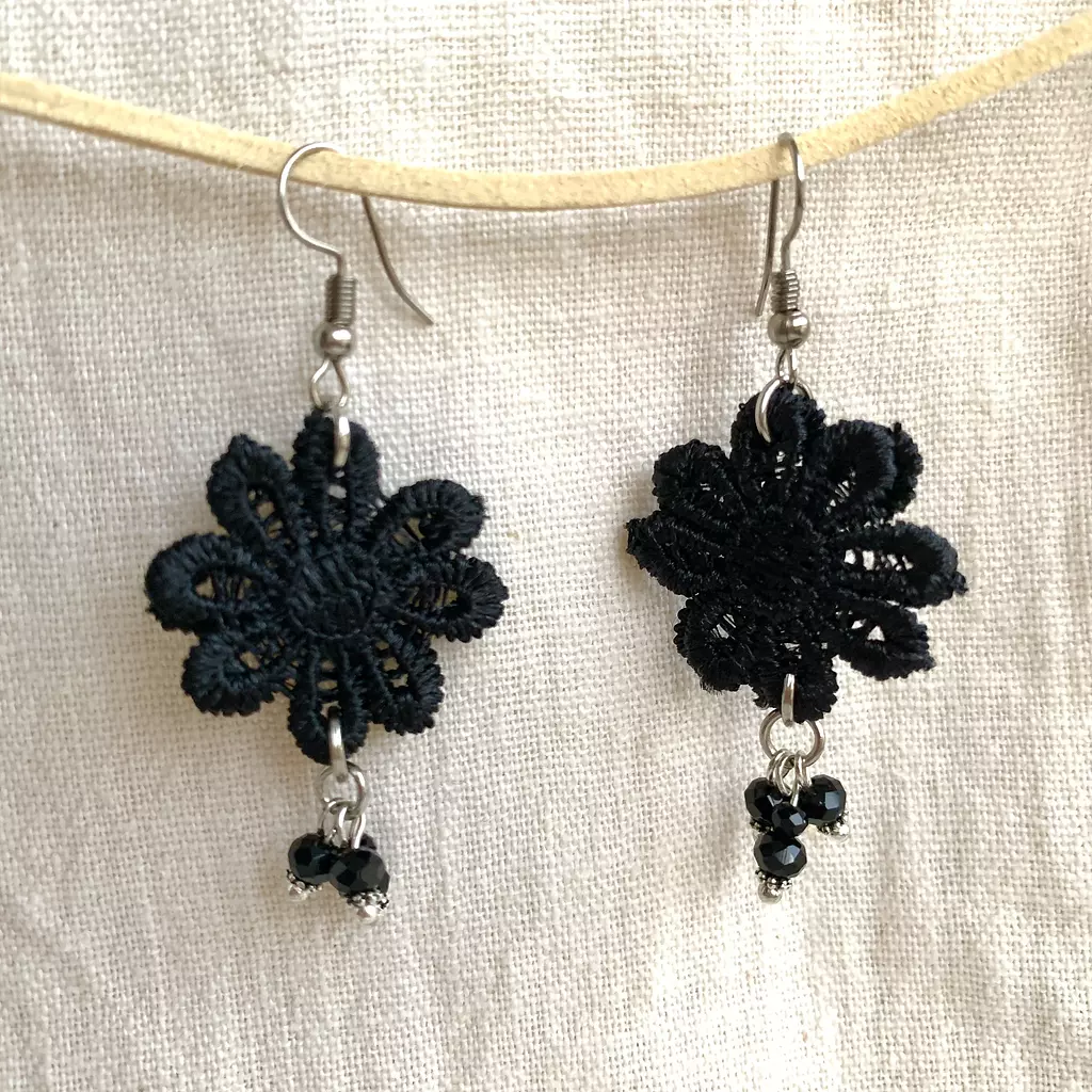 Black Flower Earrings