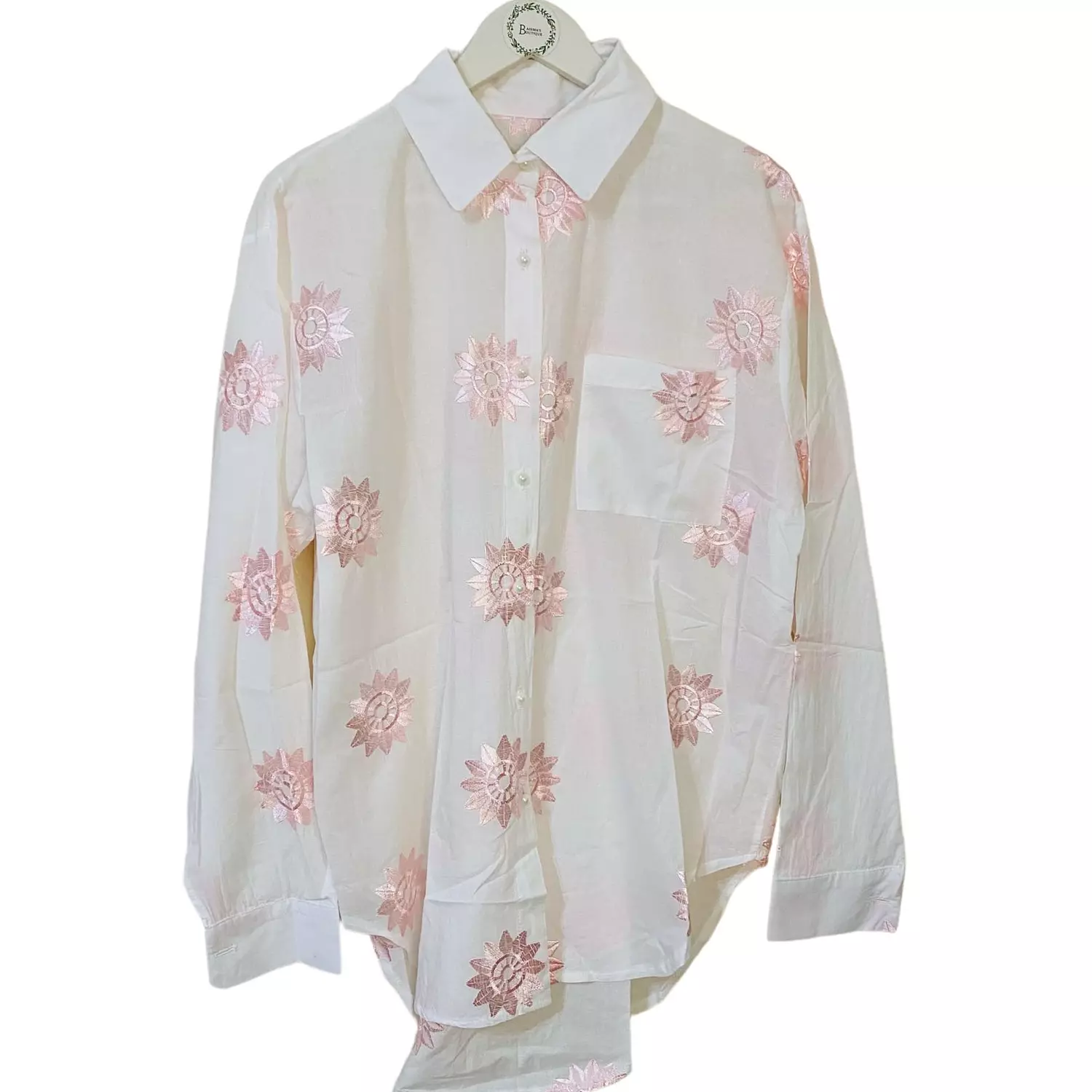 The White Shirt with flower pattern hover image