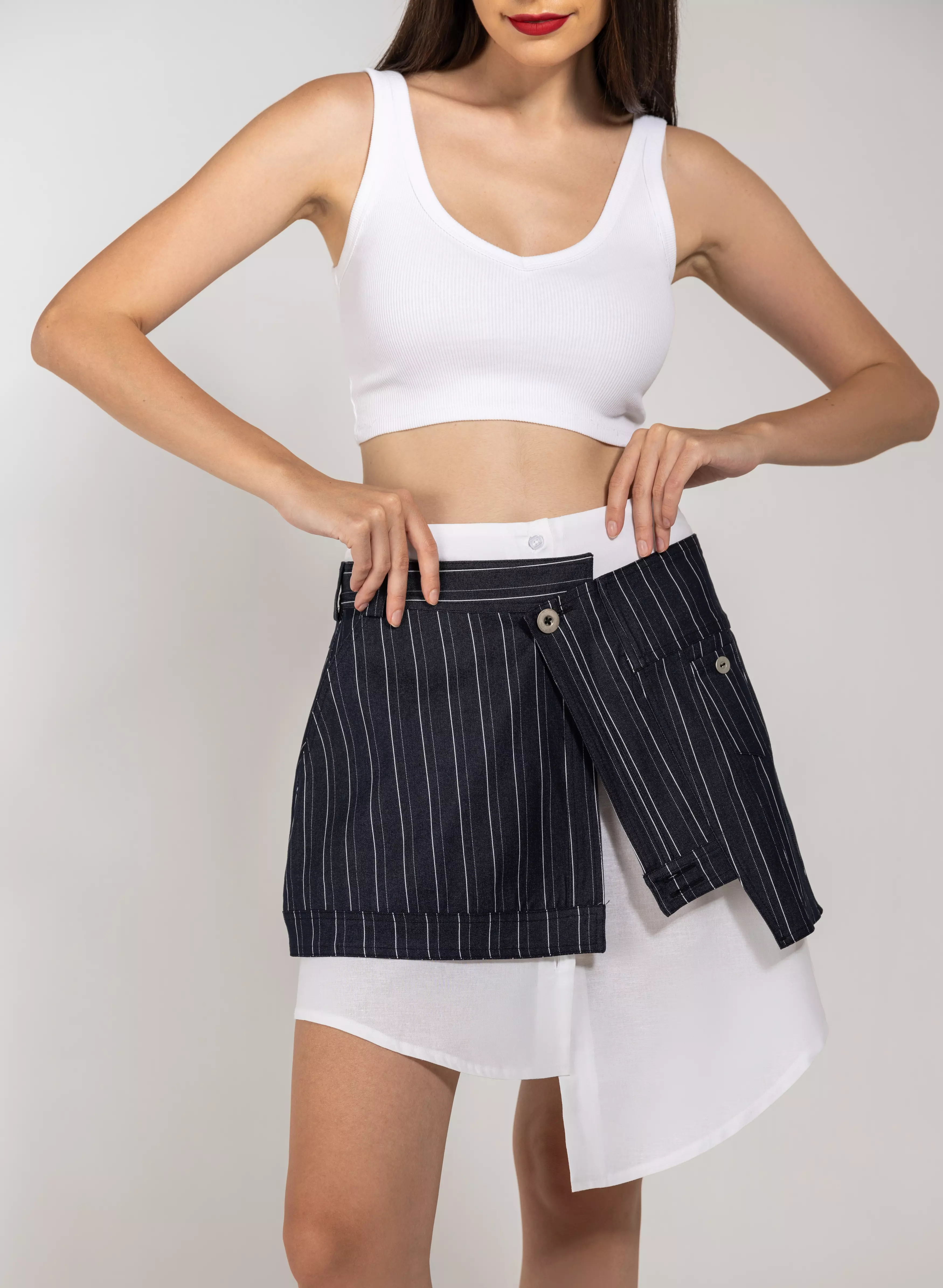 Pleated Denim Mini Skirt - sosorella