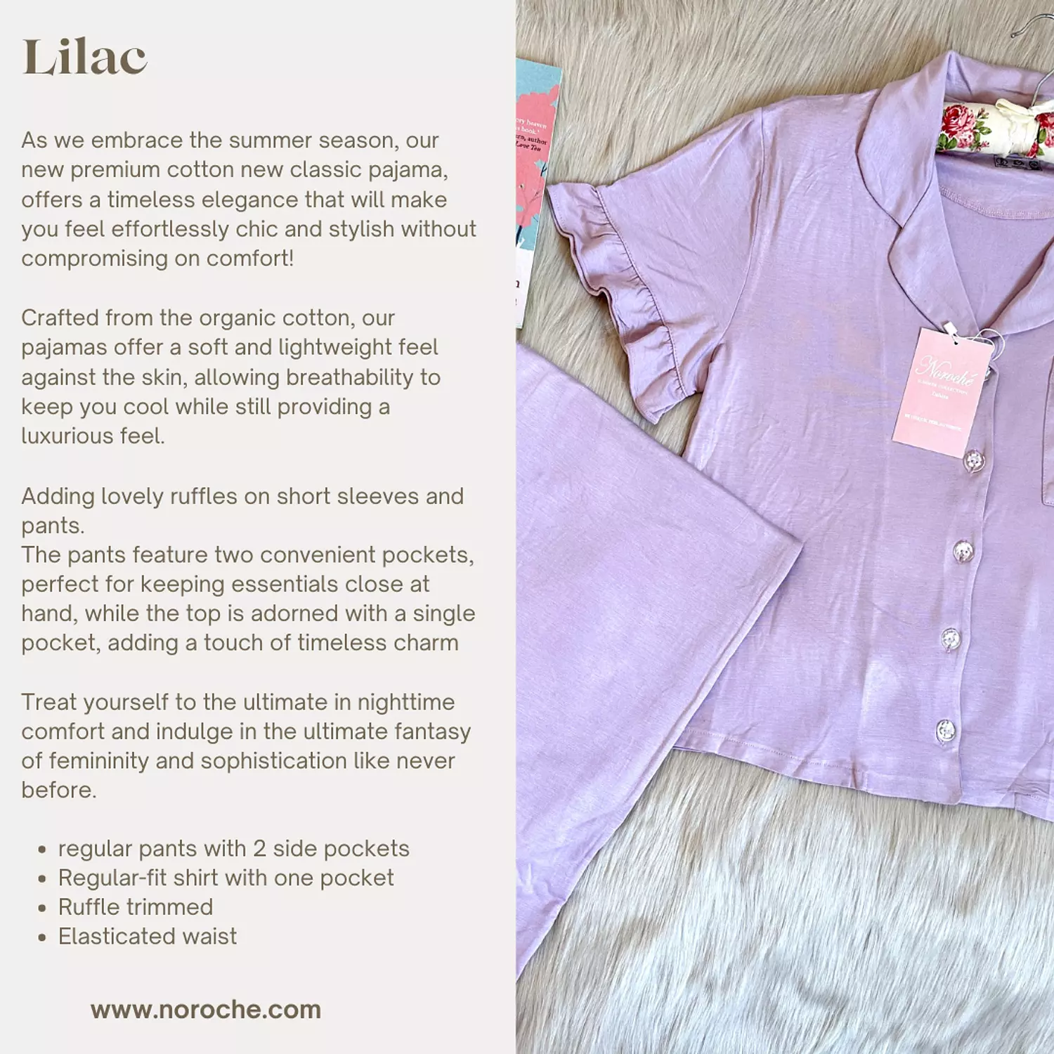 Lilac Ruffled Cotton Pajamas 1