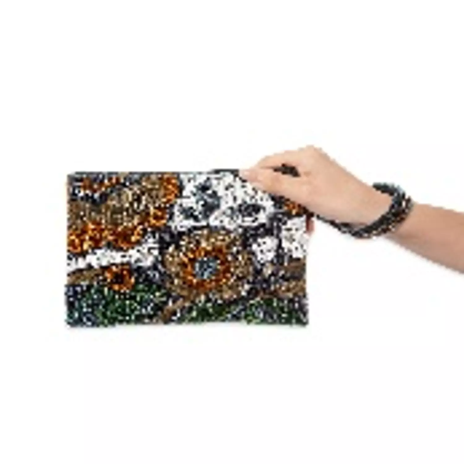 Gilded Garden” Floral Beaded Clutch hover image