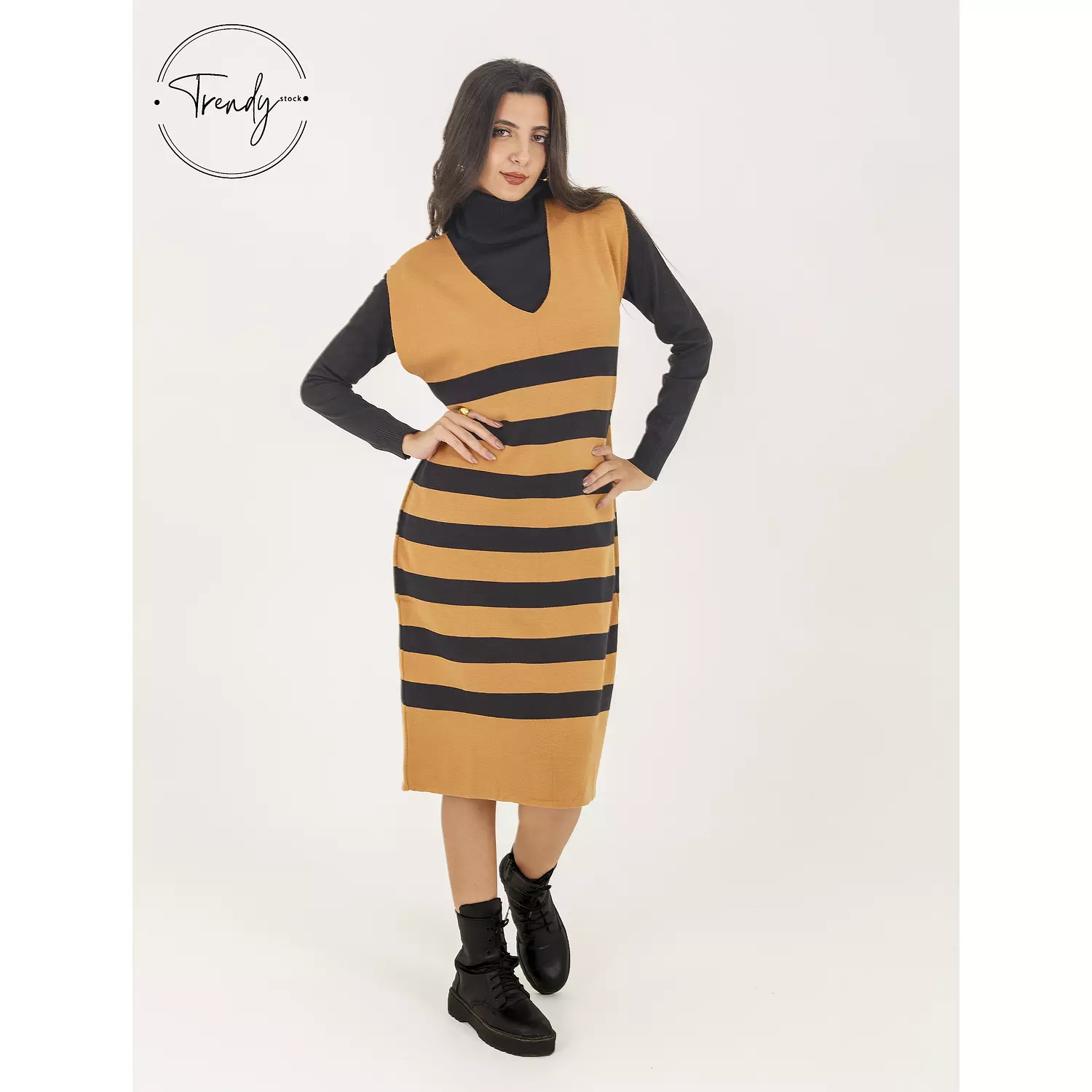 Cut Stripped Dress hover image