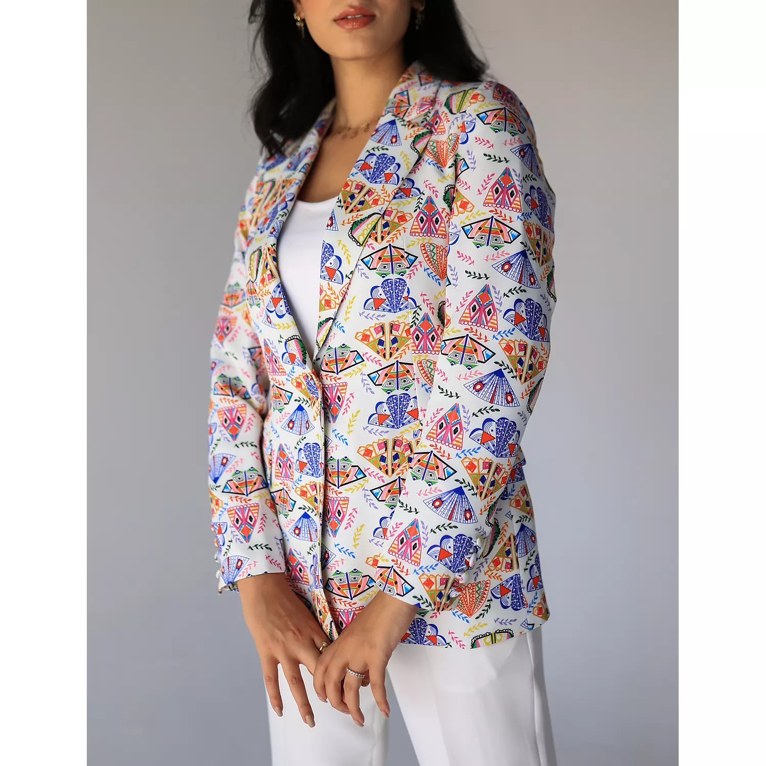 Abstract Printed Blazer  5