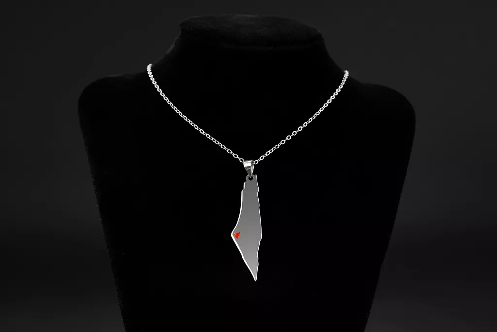 Palestine Map Red Triangle Necklace