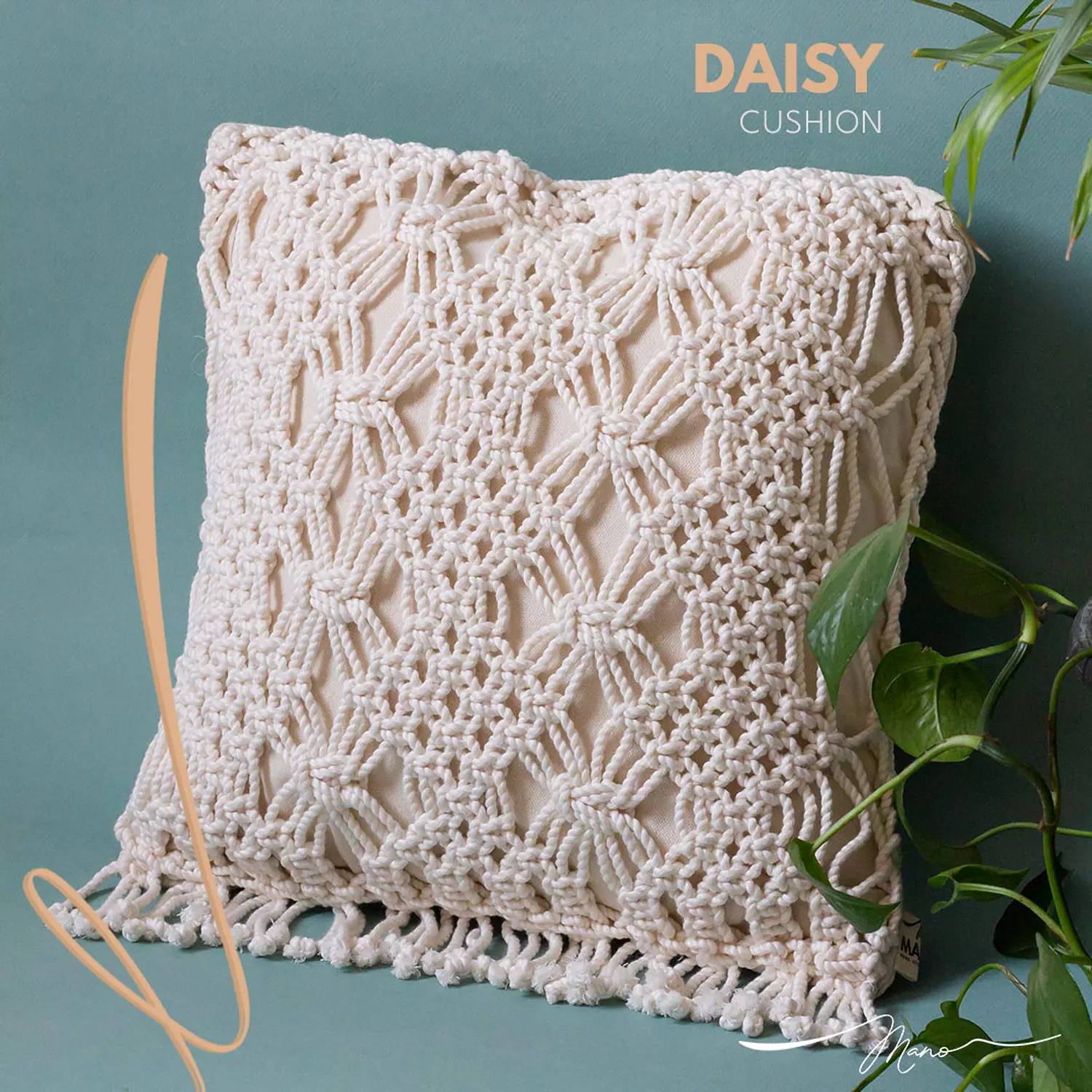 Daisy Cotton Macrame Cushion 0