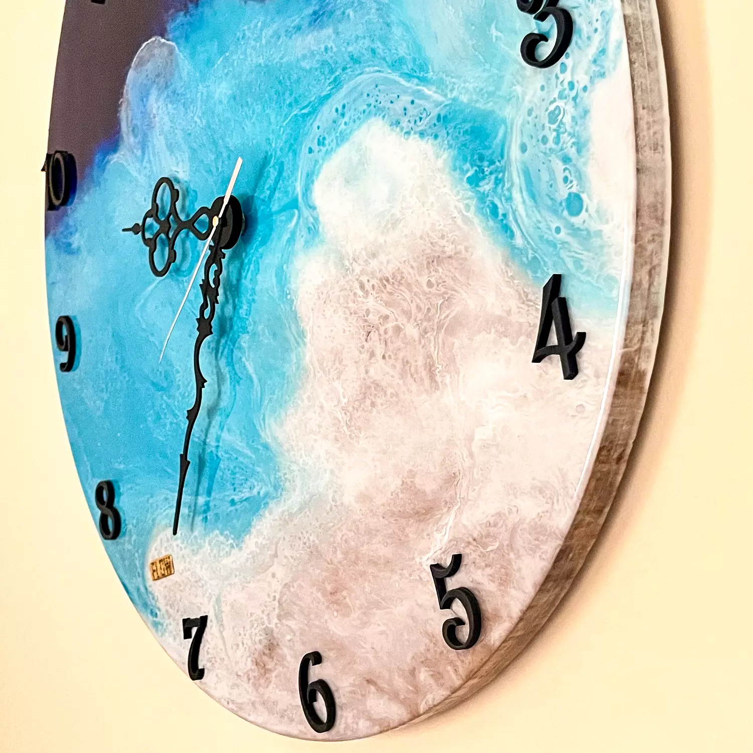 Blue & turquoise round sea wall clock-2nd-img