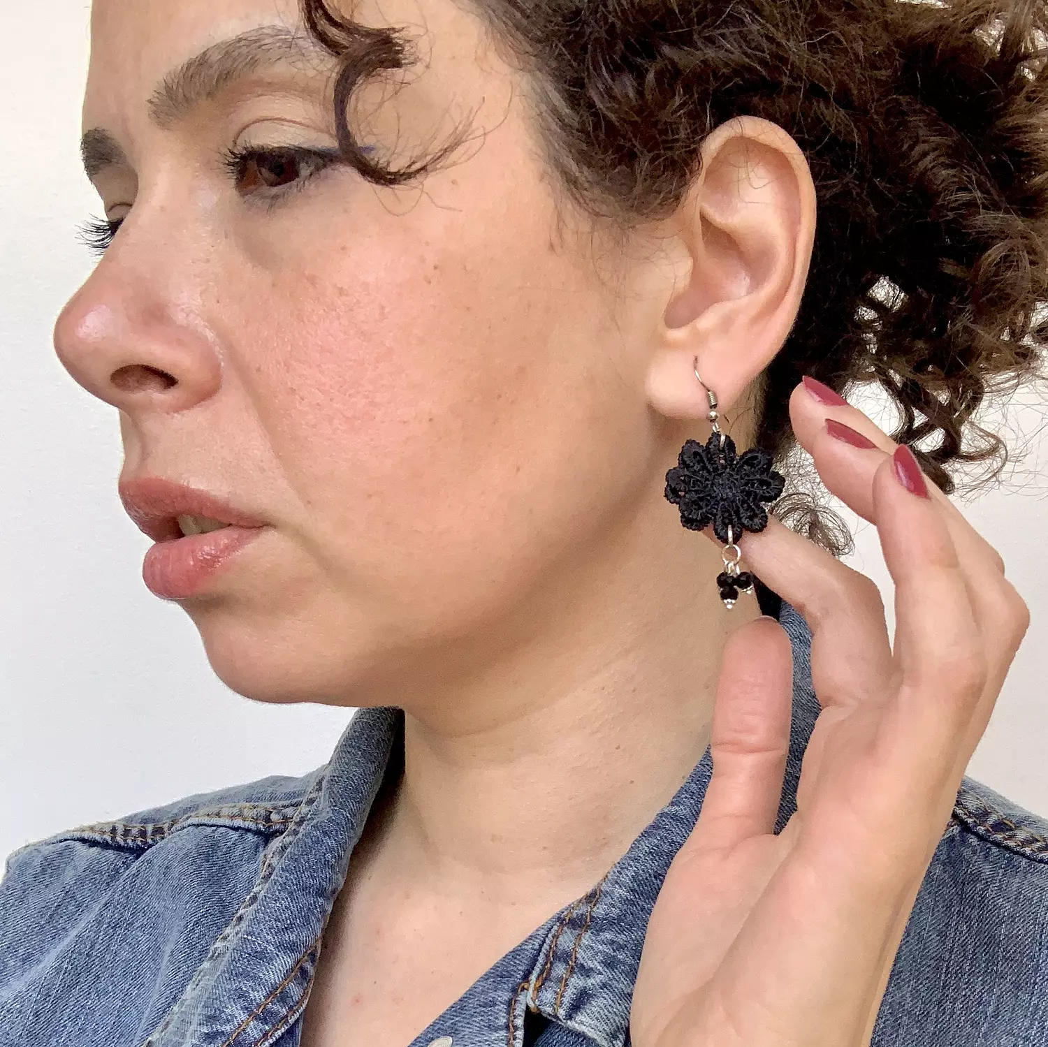 Black Flower Earrings 1