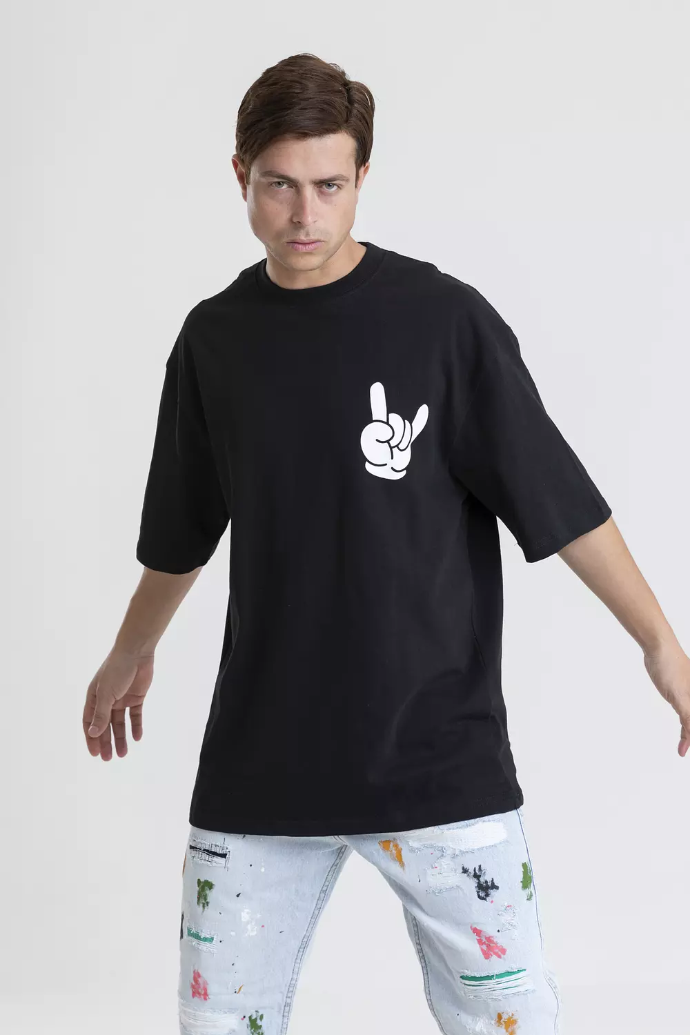 Oversized Cotton T-shirt with Contrast print  5