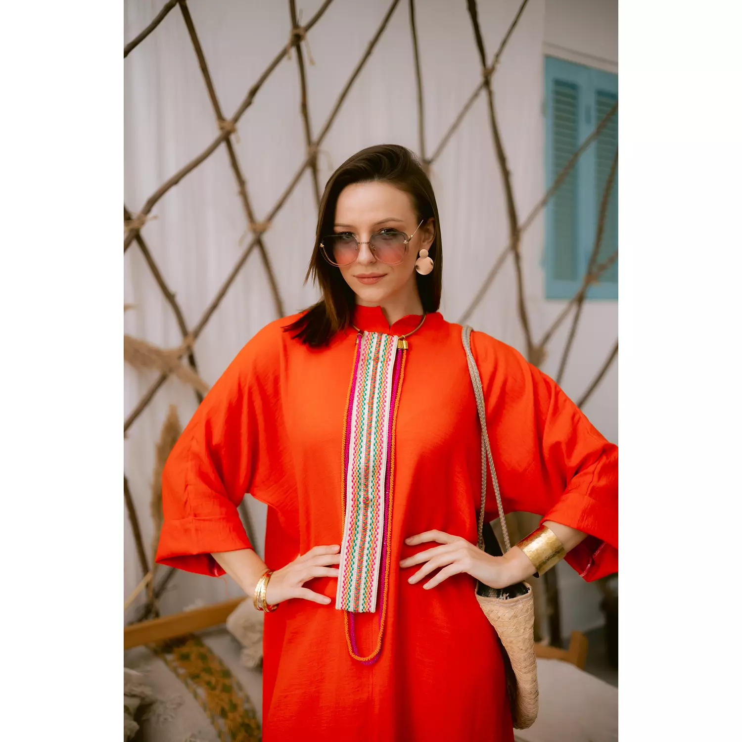 Orange linen dress 7