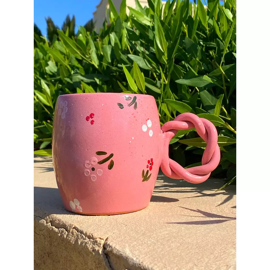 curly Pink floral mug